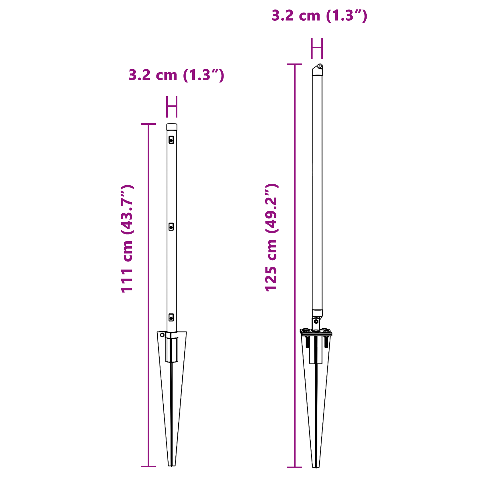 Fence Posts with Spike 7 pcs Ø32 mm 80 cm Galvanised Steel - Image 9