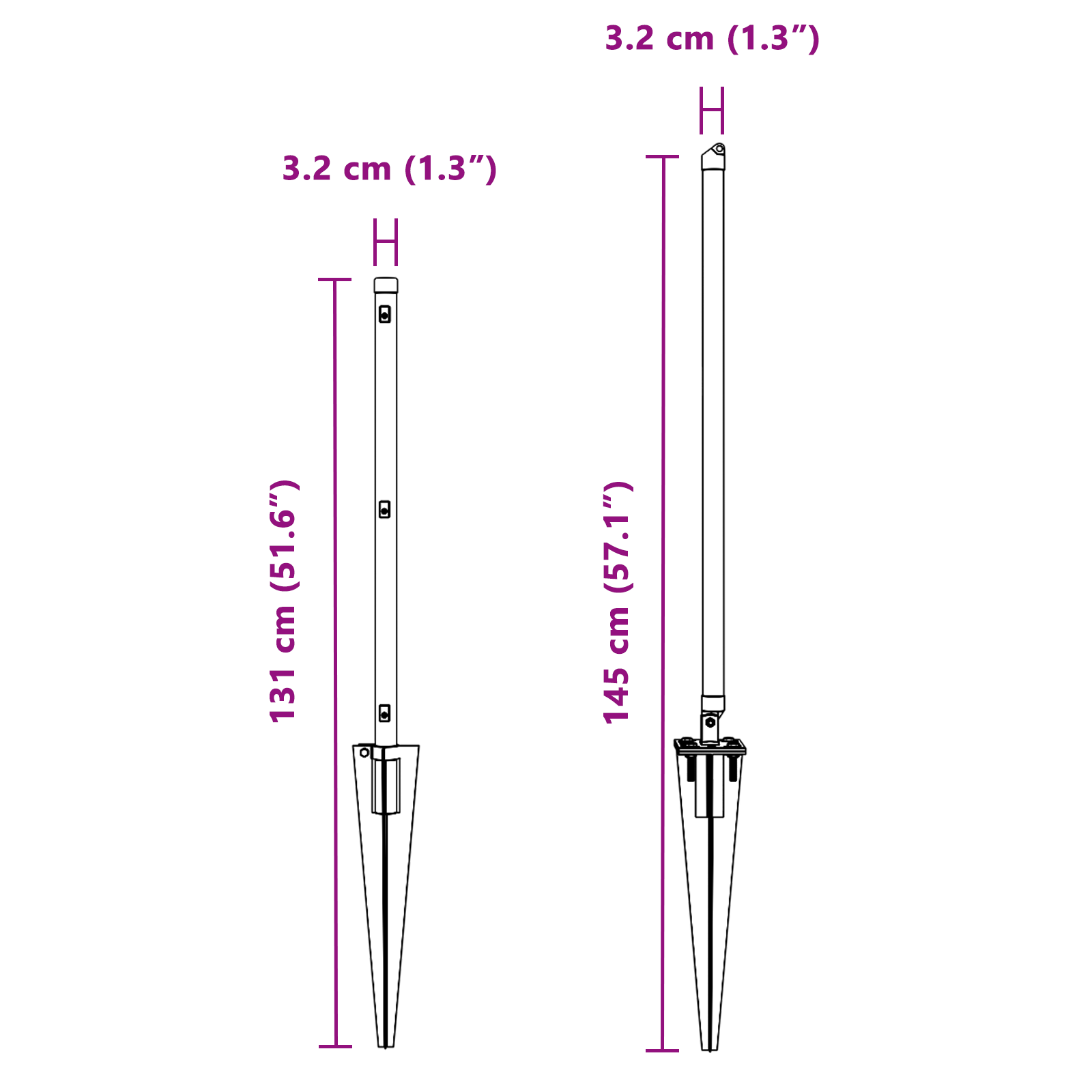 Fence Posts with Spike 7 pcs Ø32 mm 100 cm Galvanised Steel - Image 9