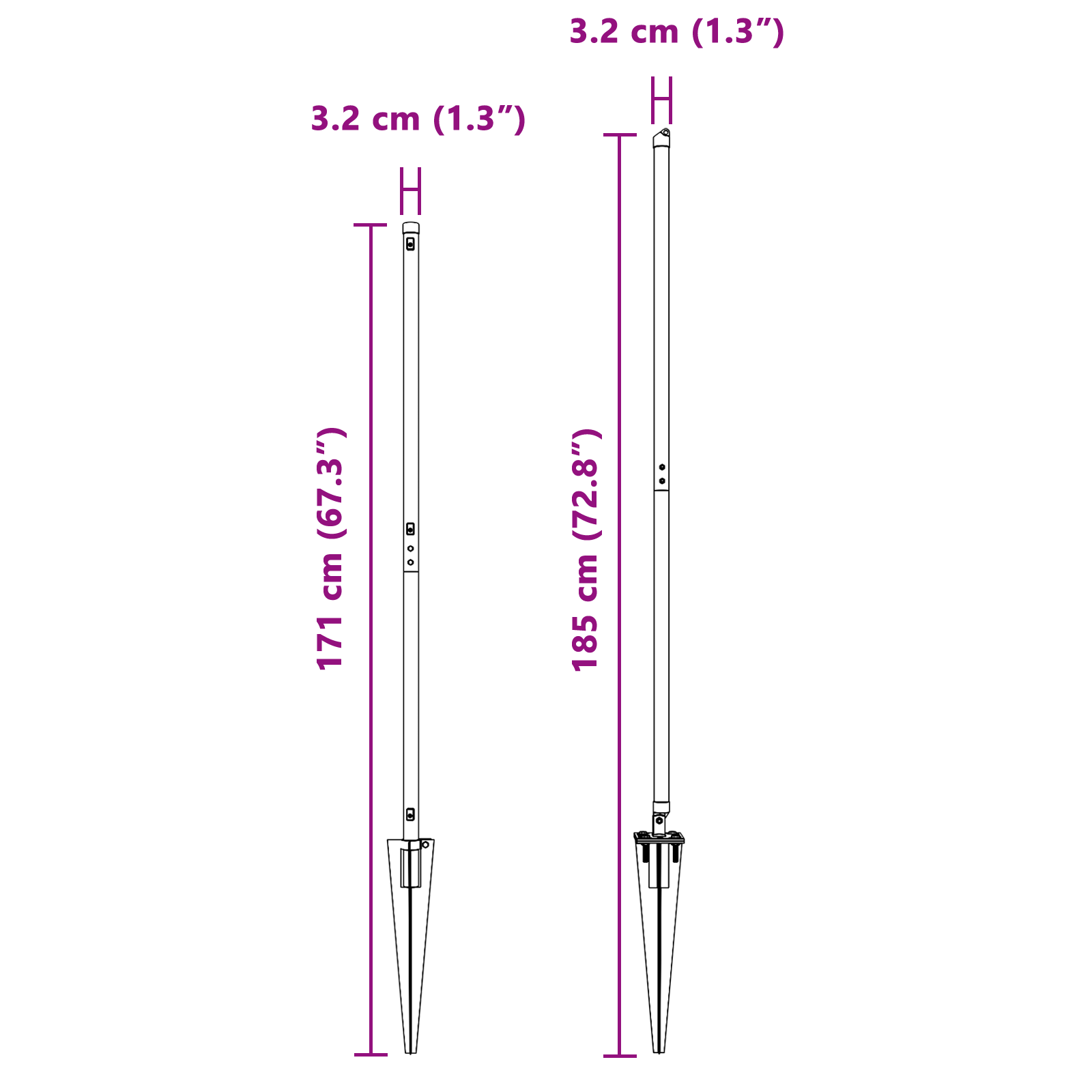 Fence Posts with Spike 7 pcs Ø32 mm 140 cm Galvanised Steel - Image 9