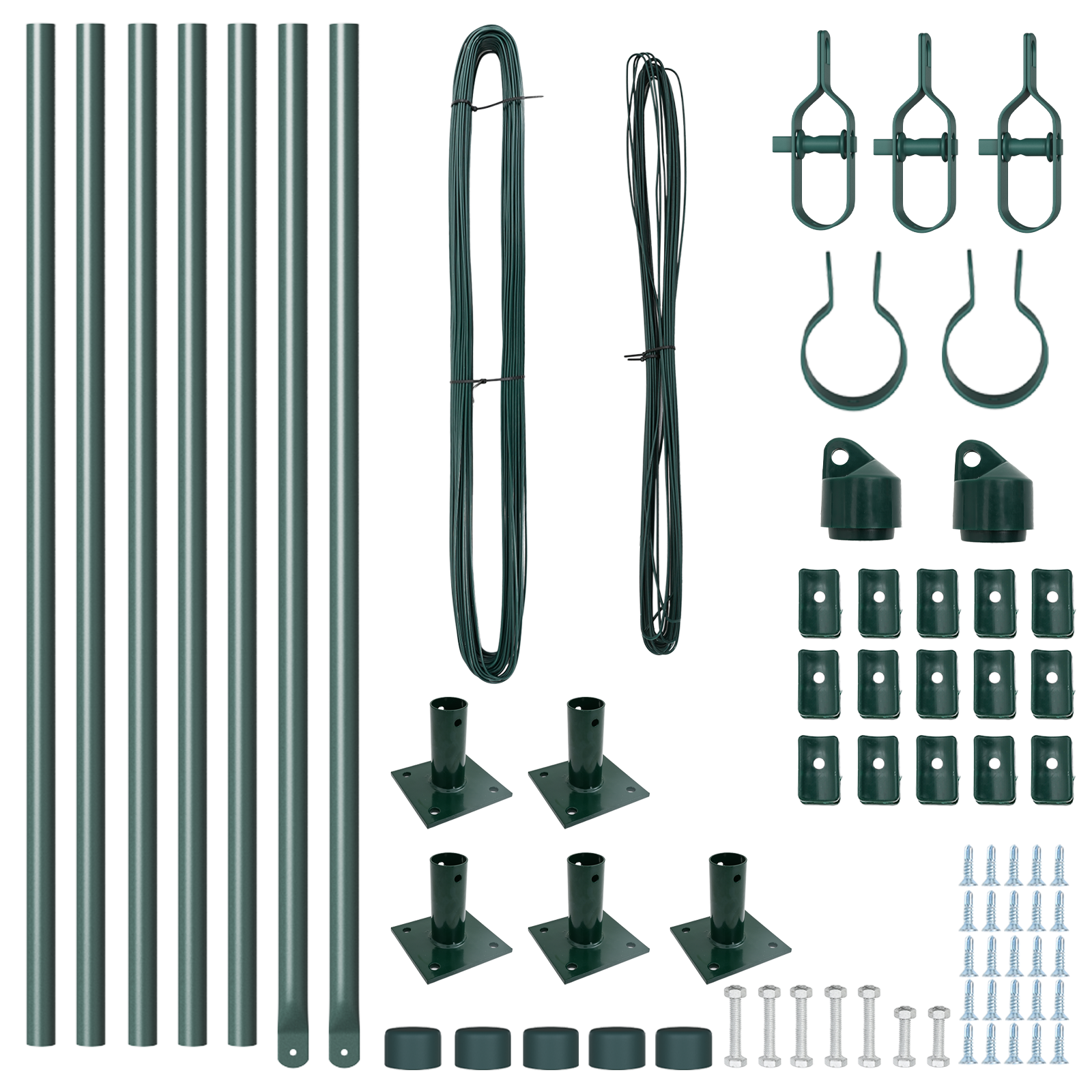Fence Posts with Base Plates 7 pcs Ø32mm 70cm Galvanised Steel - Image 3