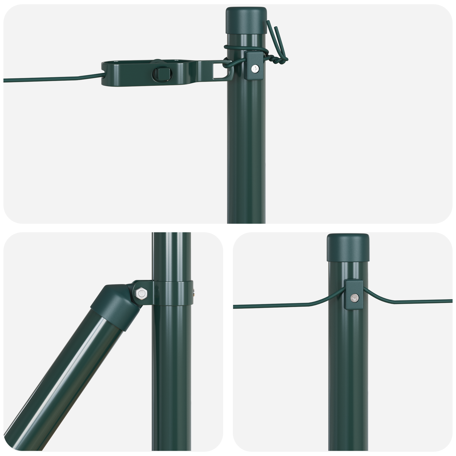 Fence Posts with Base Plates 7 pcs Ø32mm 110cm Galvanised Steel - Image 5