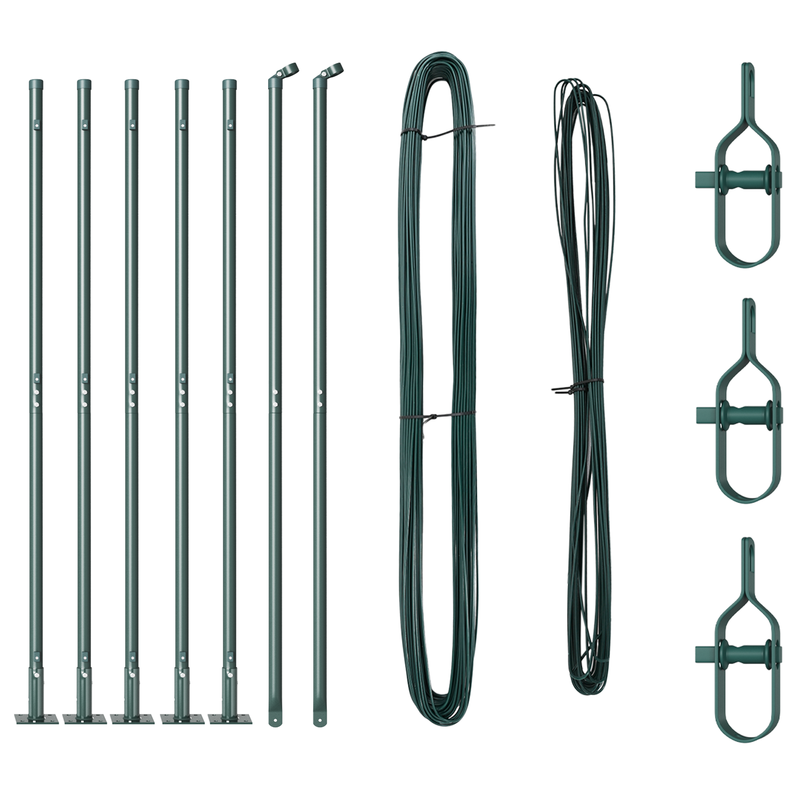 Fence Posts with Base Plates 7 pcs Ø32mm 78,5cm Galvanised Steel - Image 3