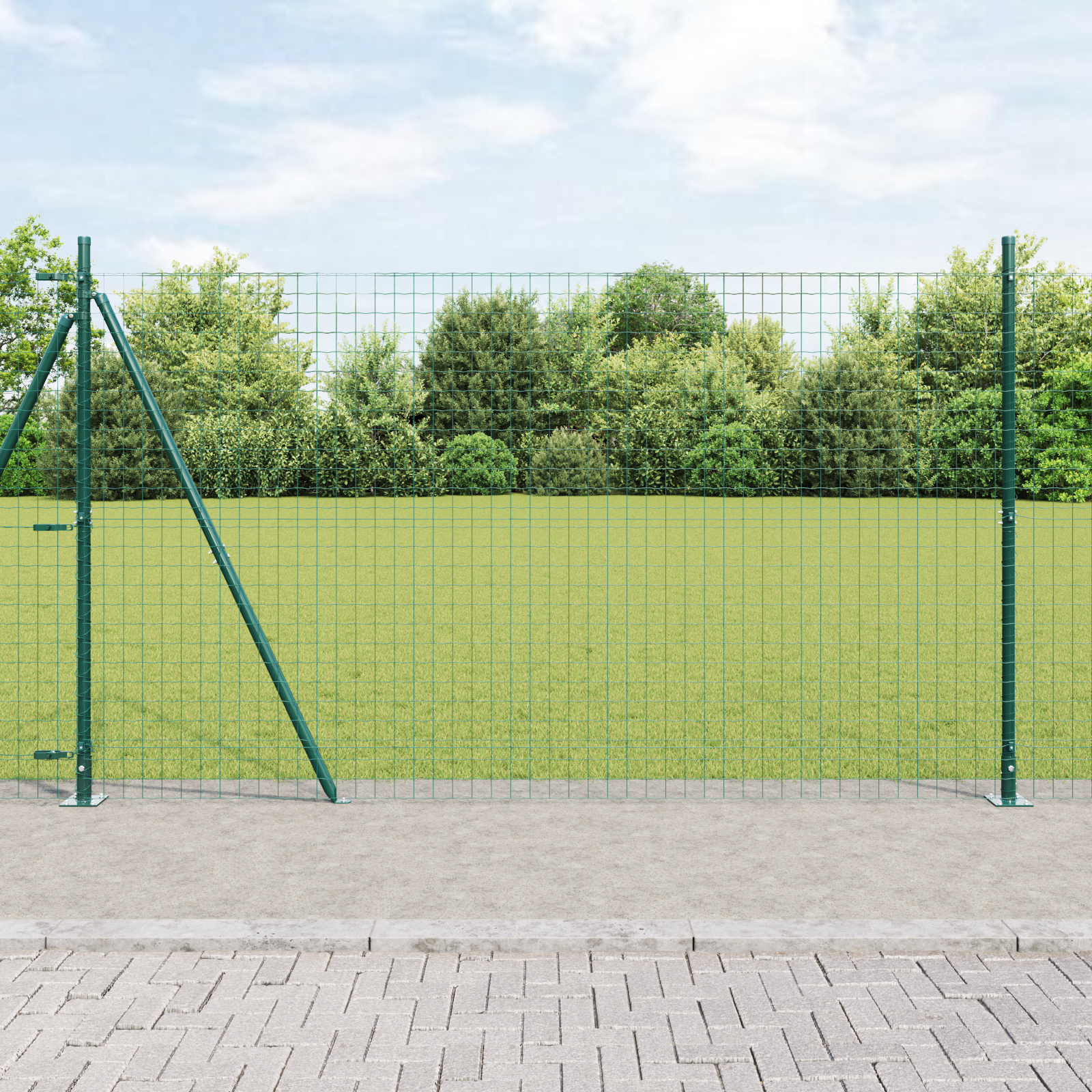 Fence Posts with Base Plates 7 pcs Ø32mm 83,5cm Galvanised Steel