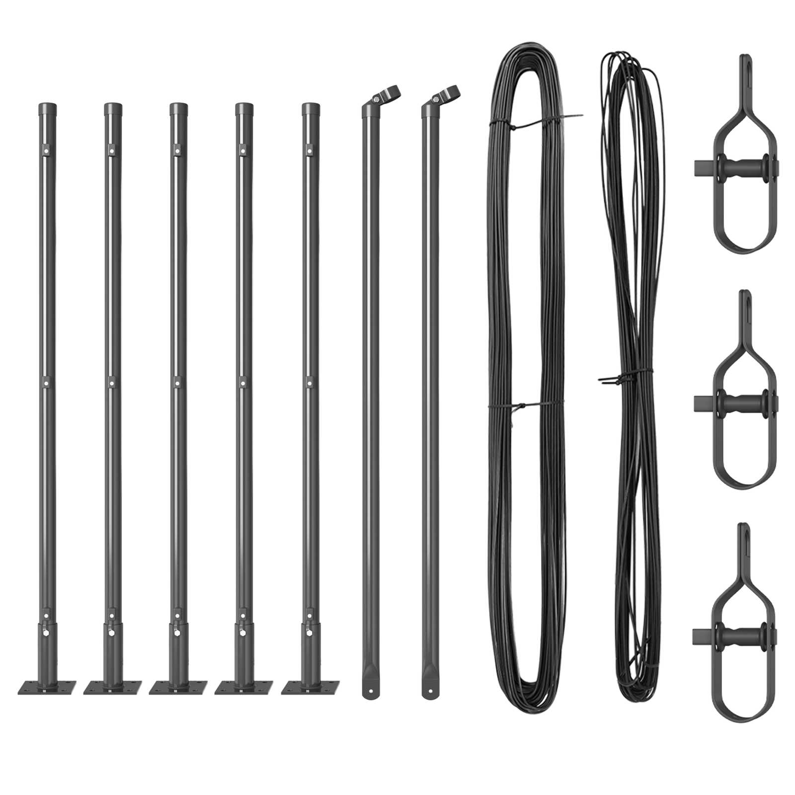 Fence Posts with Base Plates 7 pcs Ø32mm 70cm Galvanised Steel - Image 3