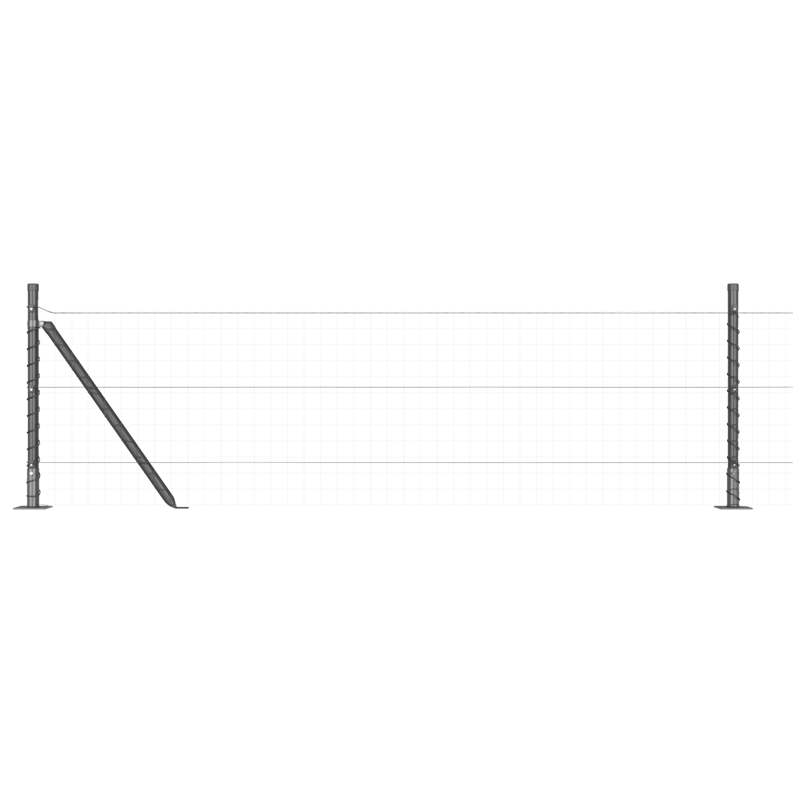 Fence Posts with Base Plates 7 pcs Ø32mm 70cm Galvanised Steel - Image 2