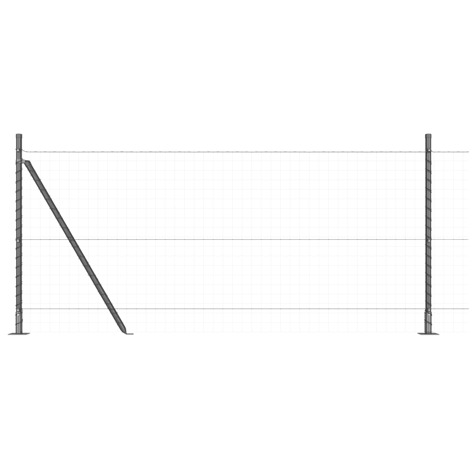 Fence Posts with Base Plates 13 pcs Ø32mm 110cm Galvanised Steel - Image 2