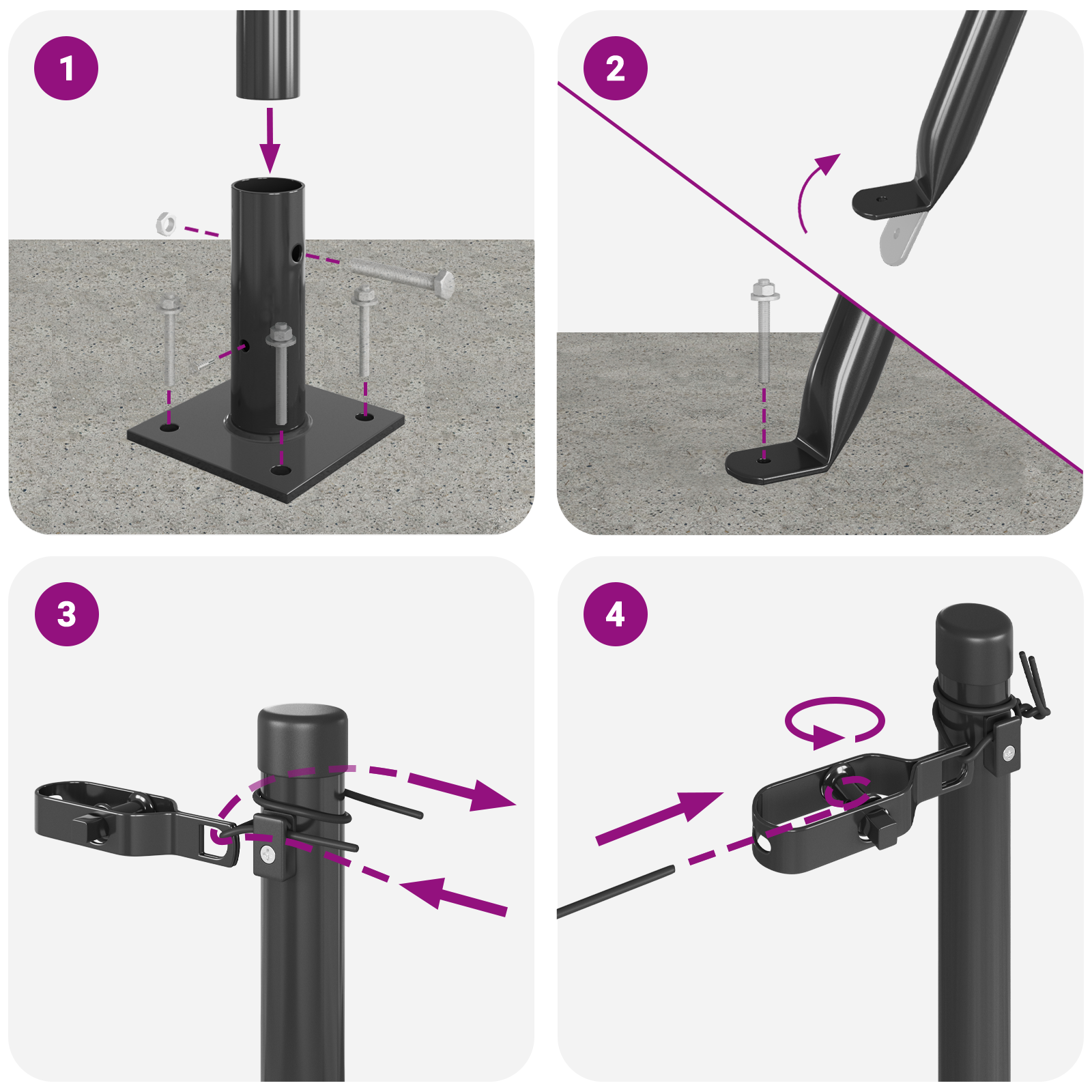Fence Posts with Base Plates 13 pcs Ø32mm 68.5cm Galvanised Steel - Image 8