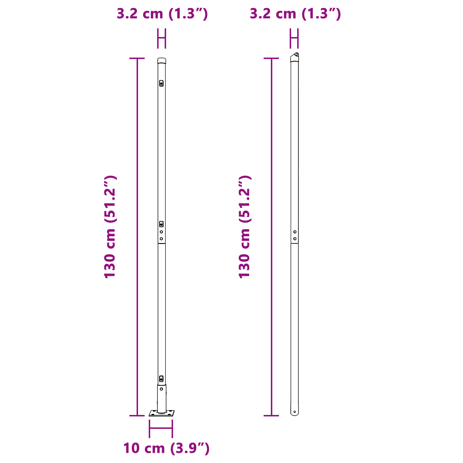 Fence Posts with Base Plates 13 pcs Ø32mm 68.5cm Galvanised Steel - Image 9