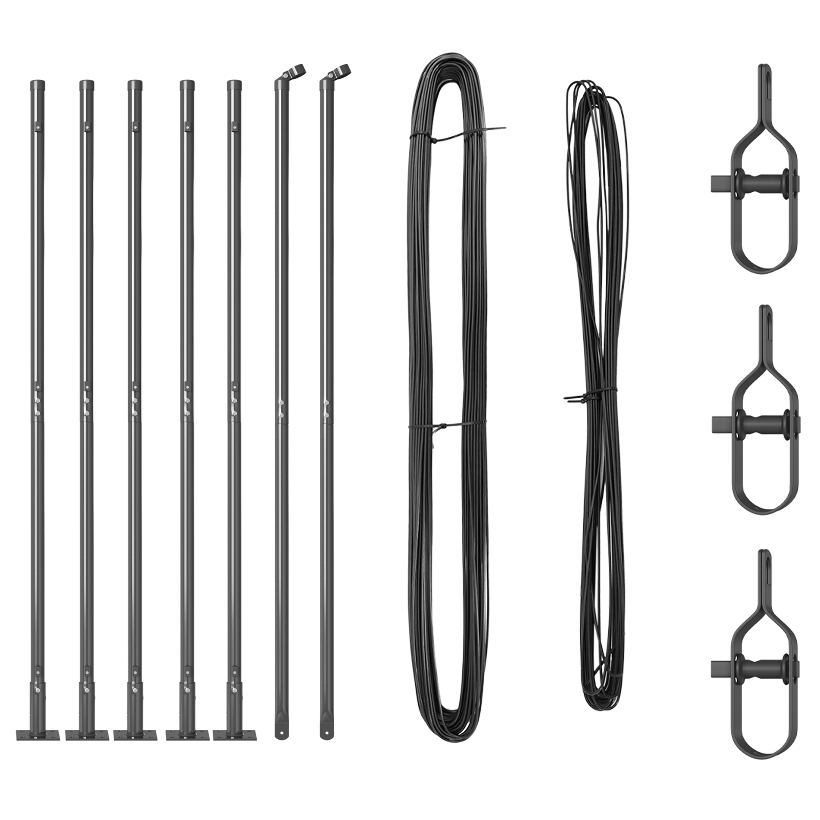 Fence Posts with Base Plates 7 pcs Ø32mm 78,5cm Galvanised Steel - Image 3