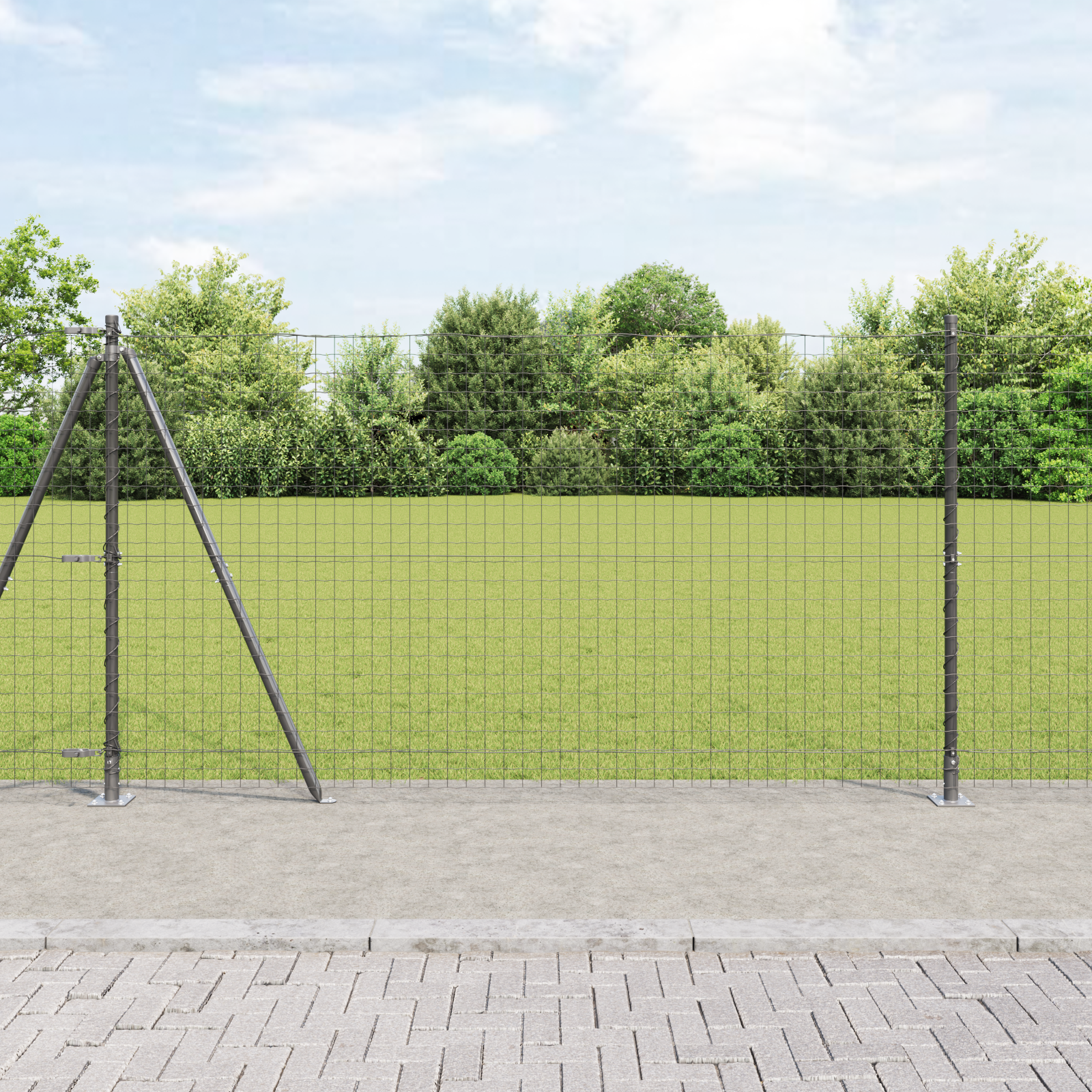 Fence Posts with Base Plates 7 pcs Ø32mm 78,5cm Galvanised Steel