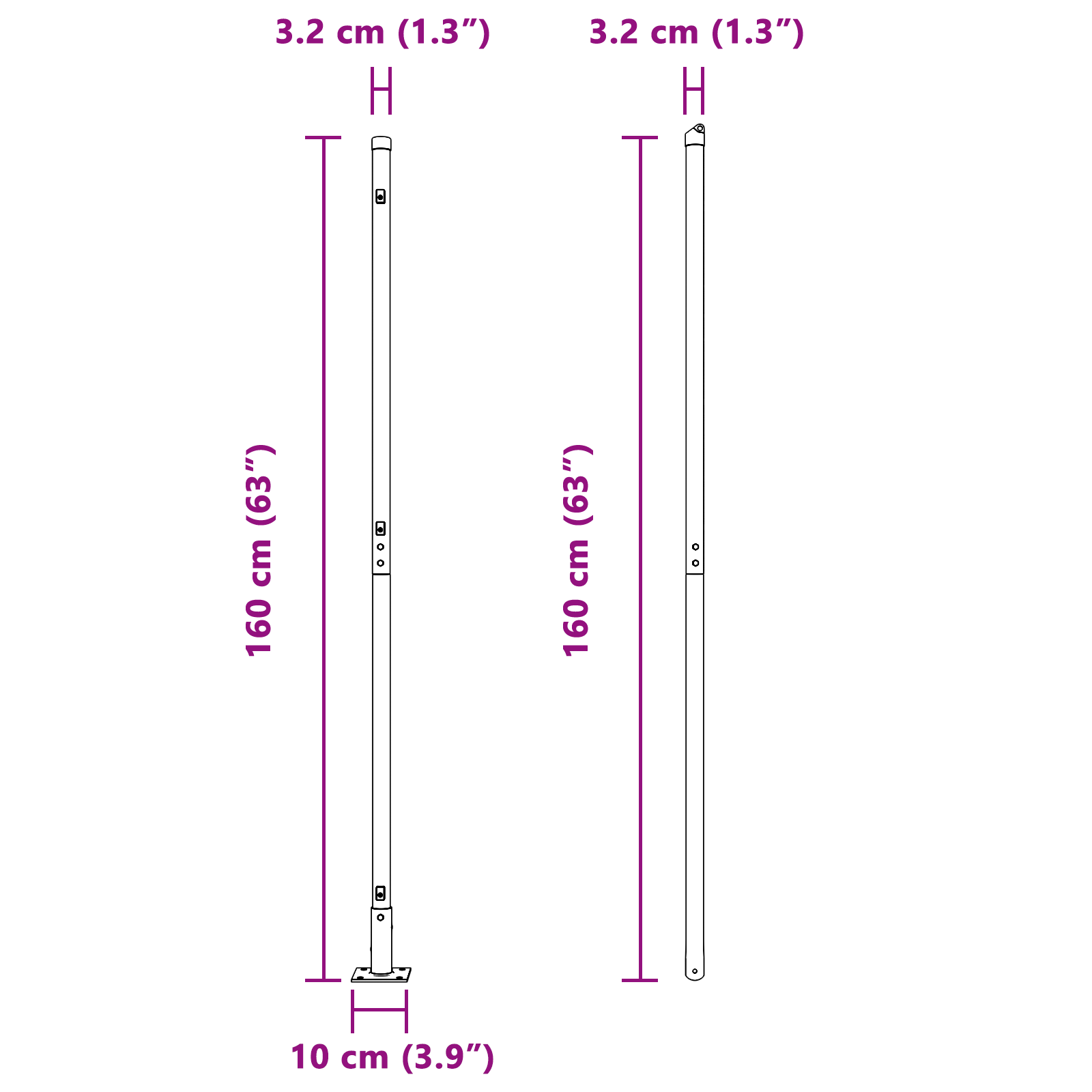 Fence Posts with Base Plates 13 pcs Ø32mm 83,5cm Galvanised Steel - Image 9
