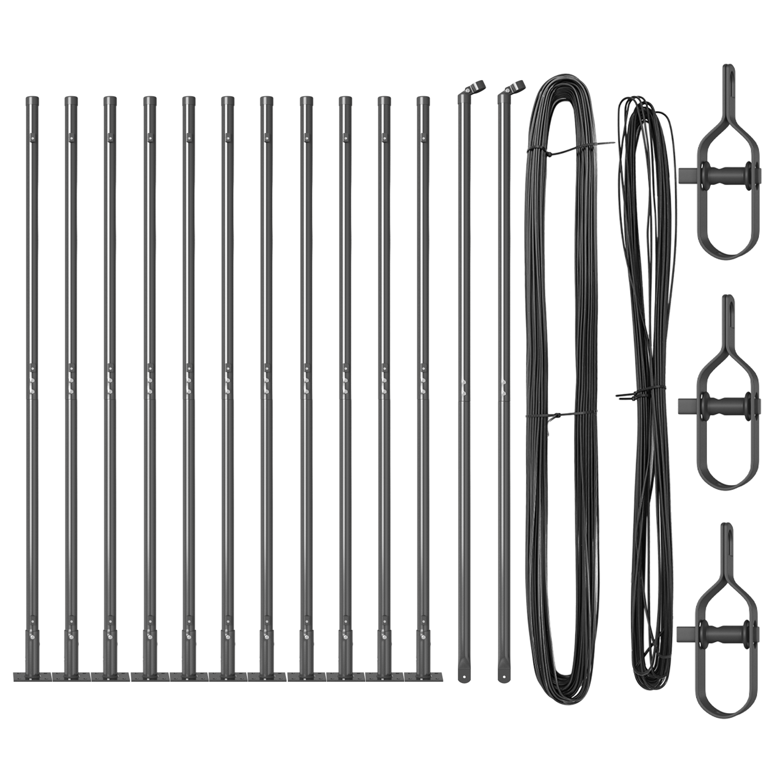 Fence Posts with Base Plates 13 pcs Ø32mm 88,5cm Galvanised Steel - Image 2