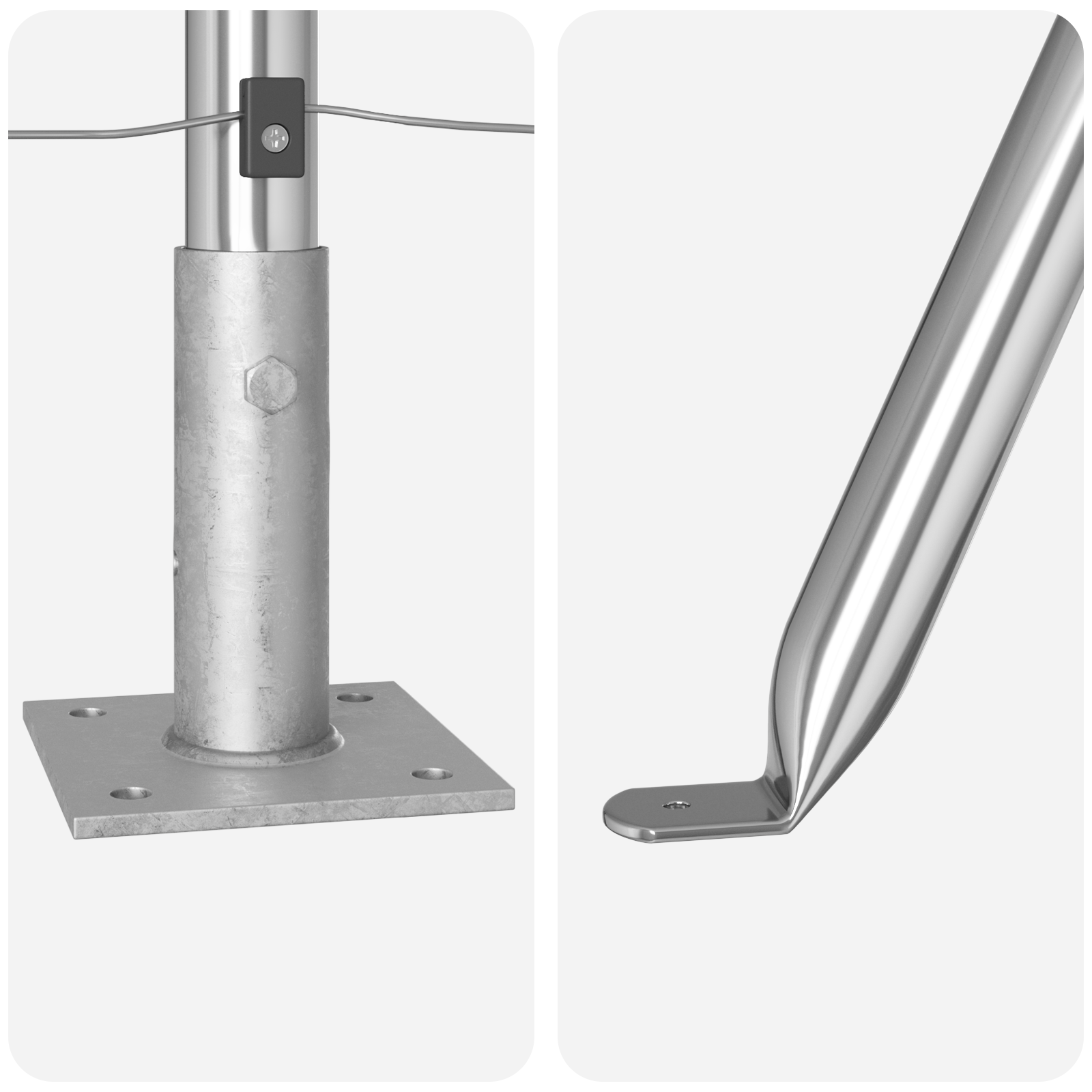 Fence Posts with Base Plates 7 pcs Ø32mm 68,5cm Galvanised Steel - Image 6