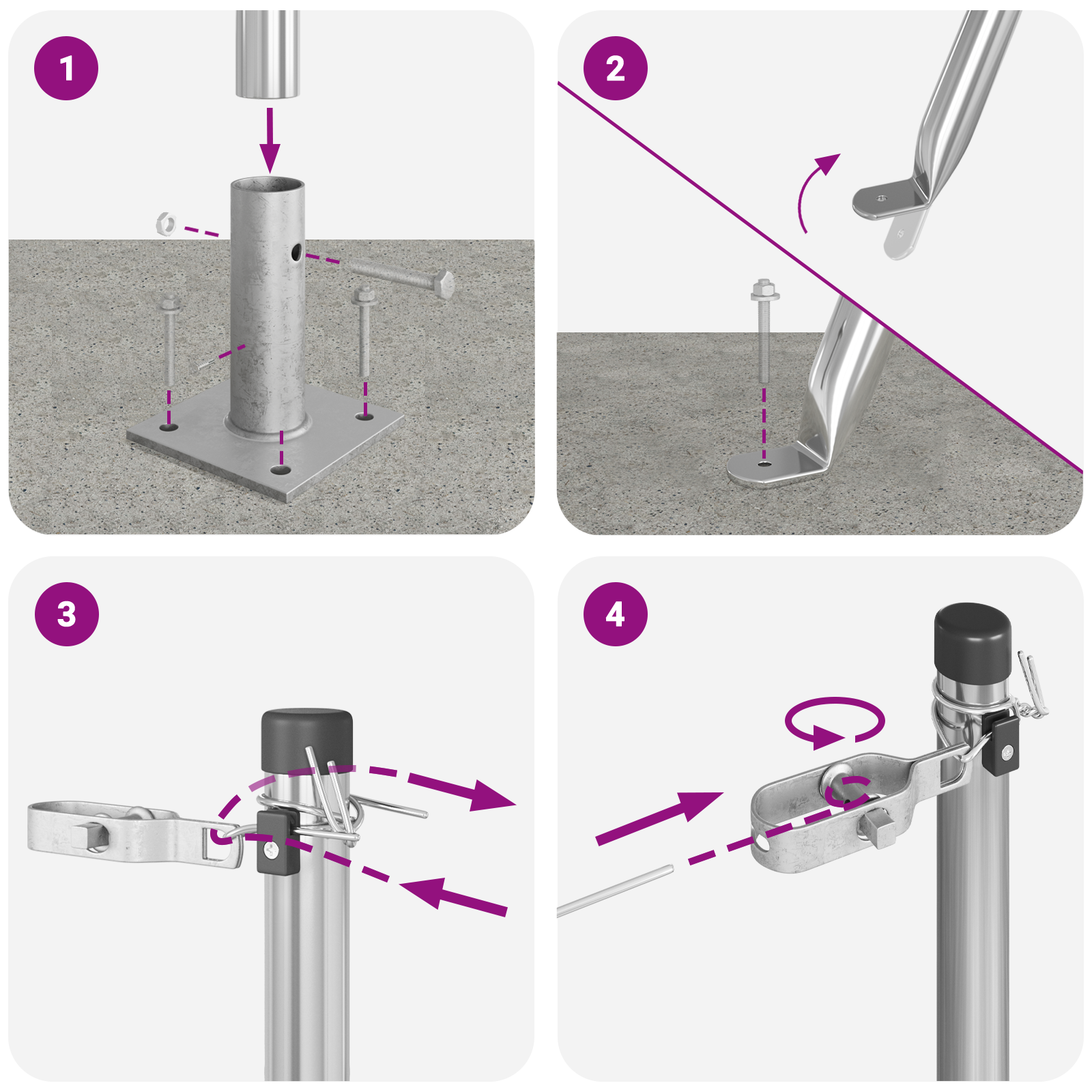 Fence Posts with Base Plates 7 pcs Ø32mm 68,5cm Galvanised Steel - Image 8