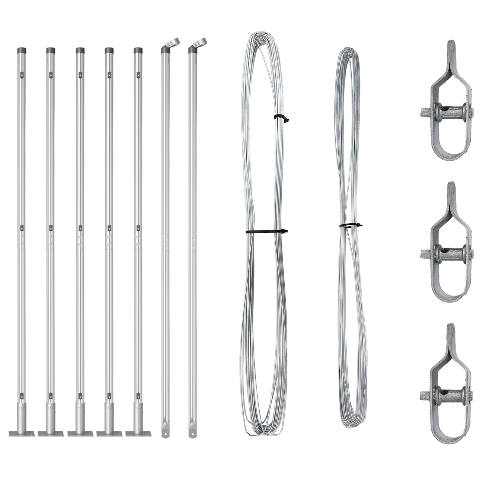 Fence Posts with Base Plates 7 pcs Ø32mm 78,5cm Galvanised Steel - Image 3