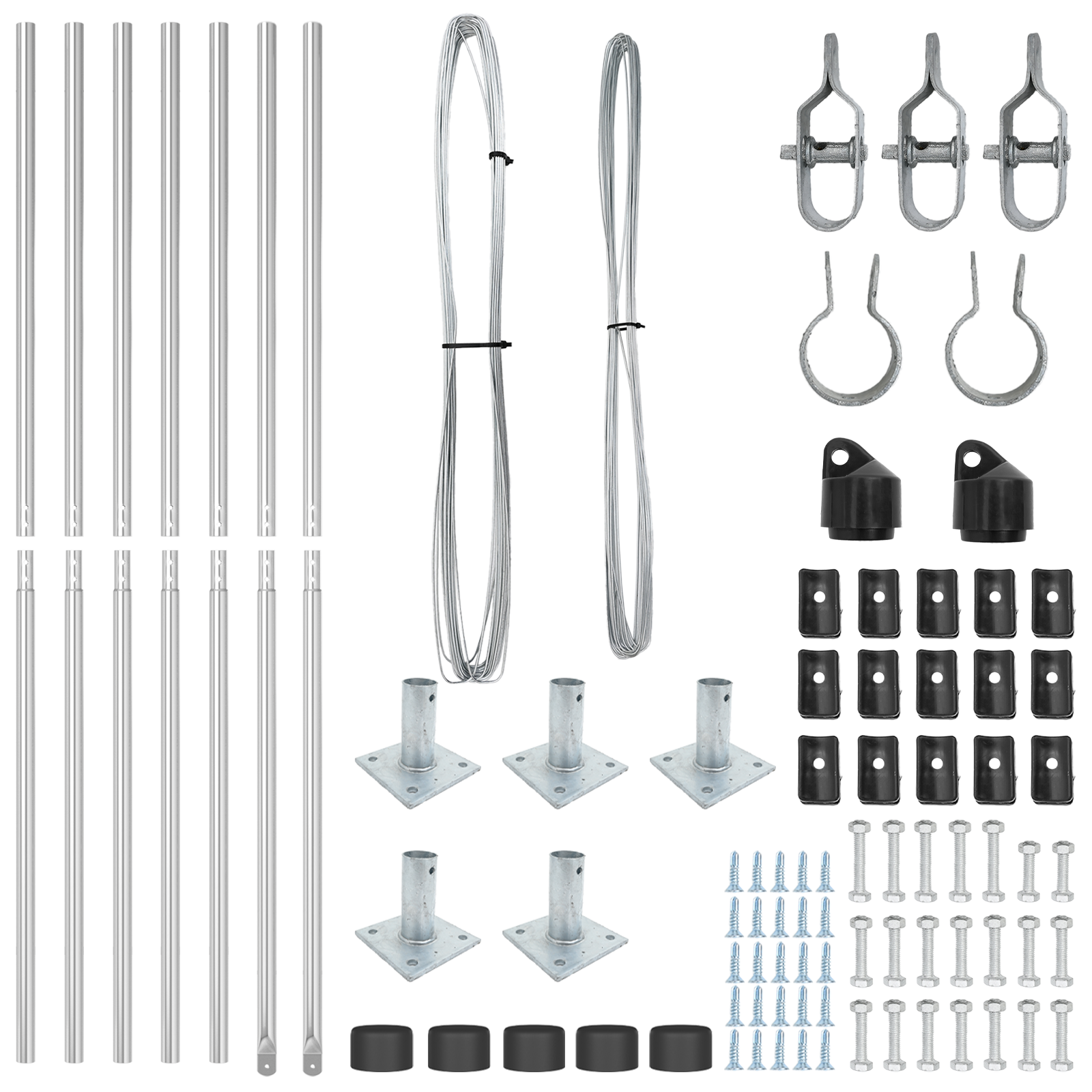 Fence Posts with Base Plates 7 pcs Ø32mm 78,5cm Galvanised Steel - Image 4