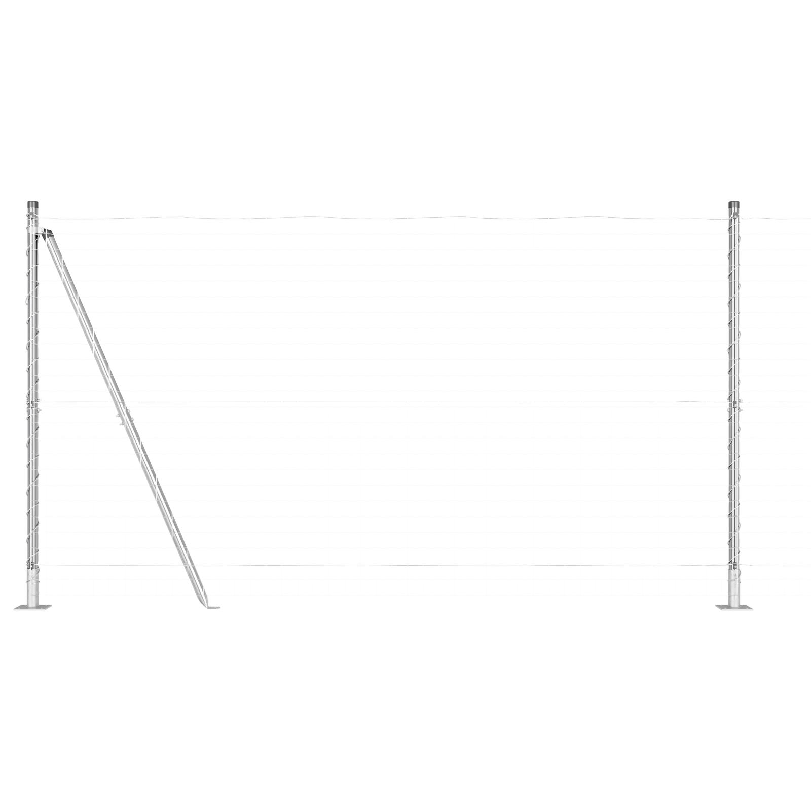 Fence Posts with Base Plates 7 pcs Ø32mm 78,5cm Galvanised Steel - Image 2