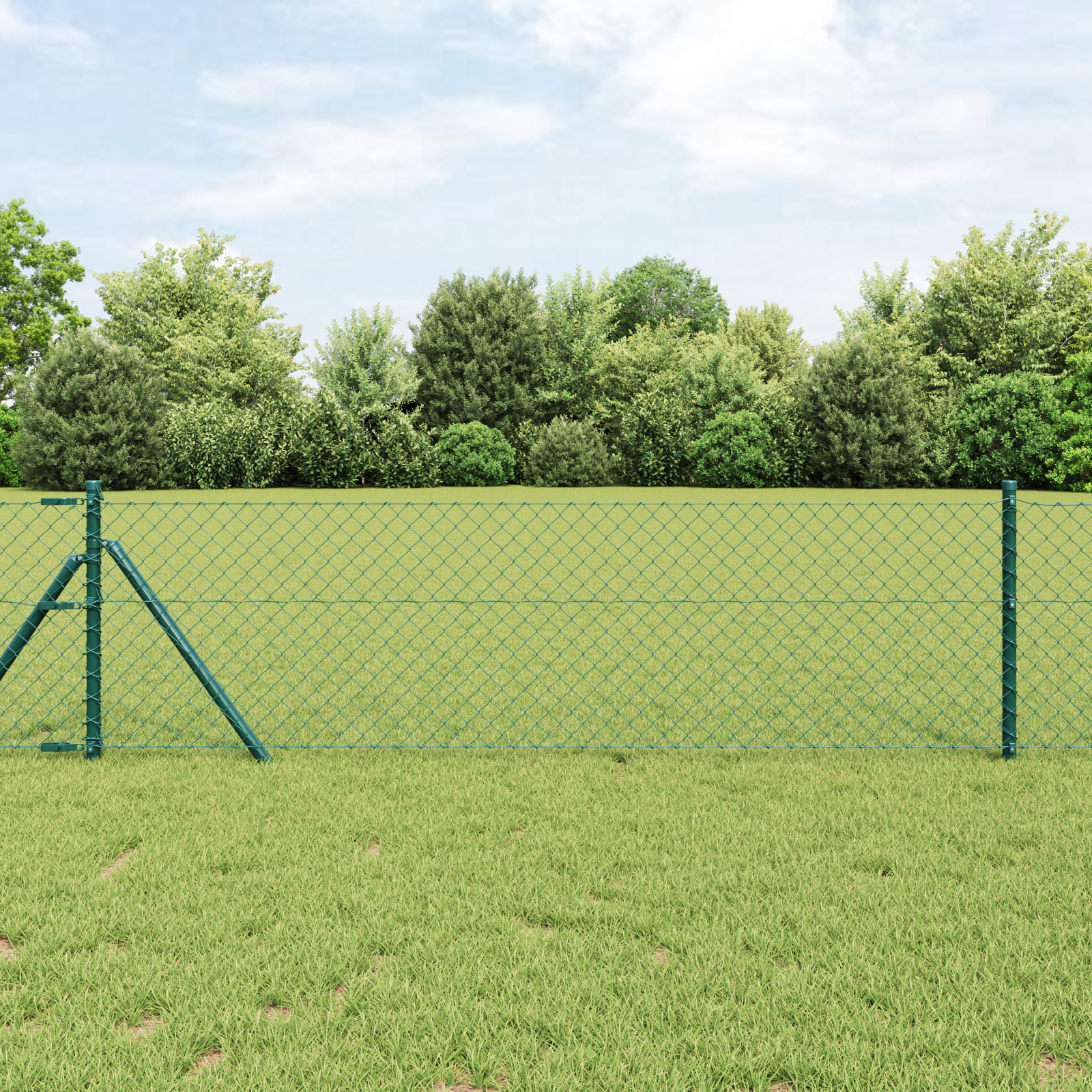Chain Link Fence Green 0.6x25 m Steel