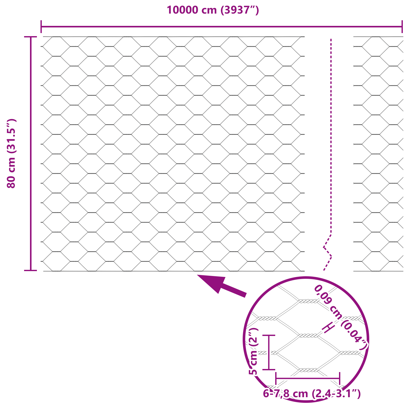 Hexagon Fence Green 0.8x100 m Steel - Image 8
