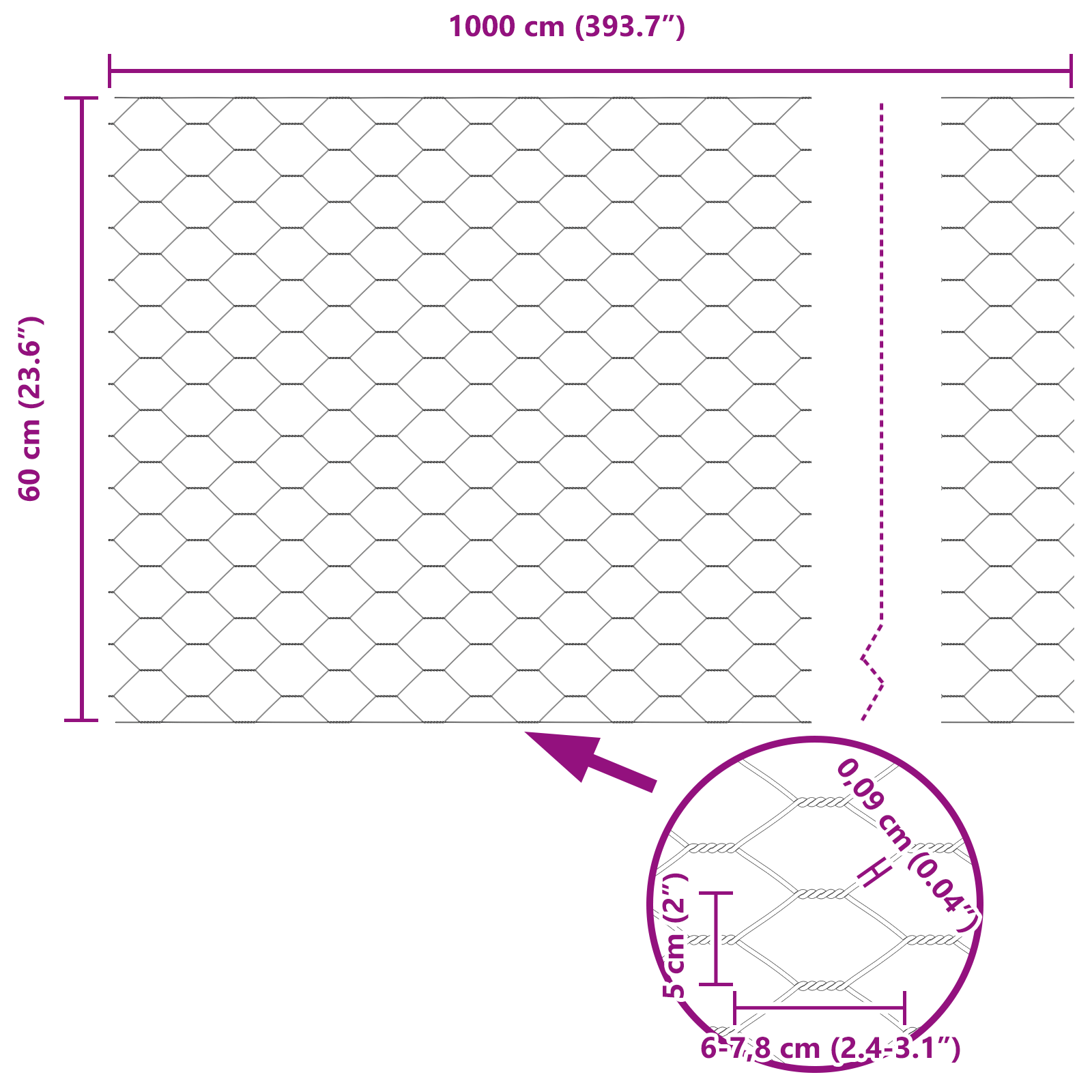 Hexagon Fence Grey 0.6x10 m Steel - Image 8