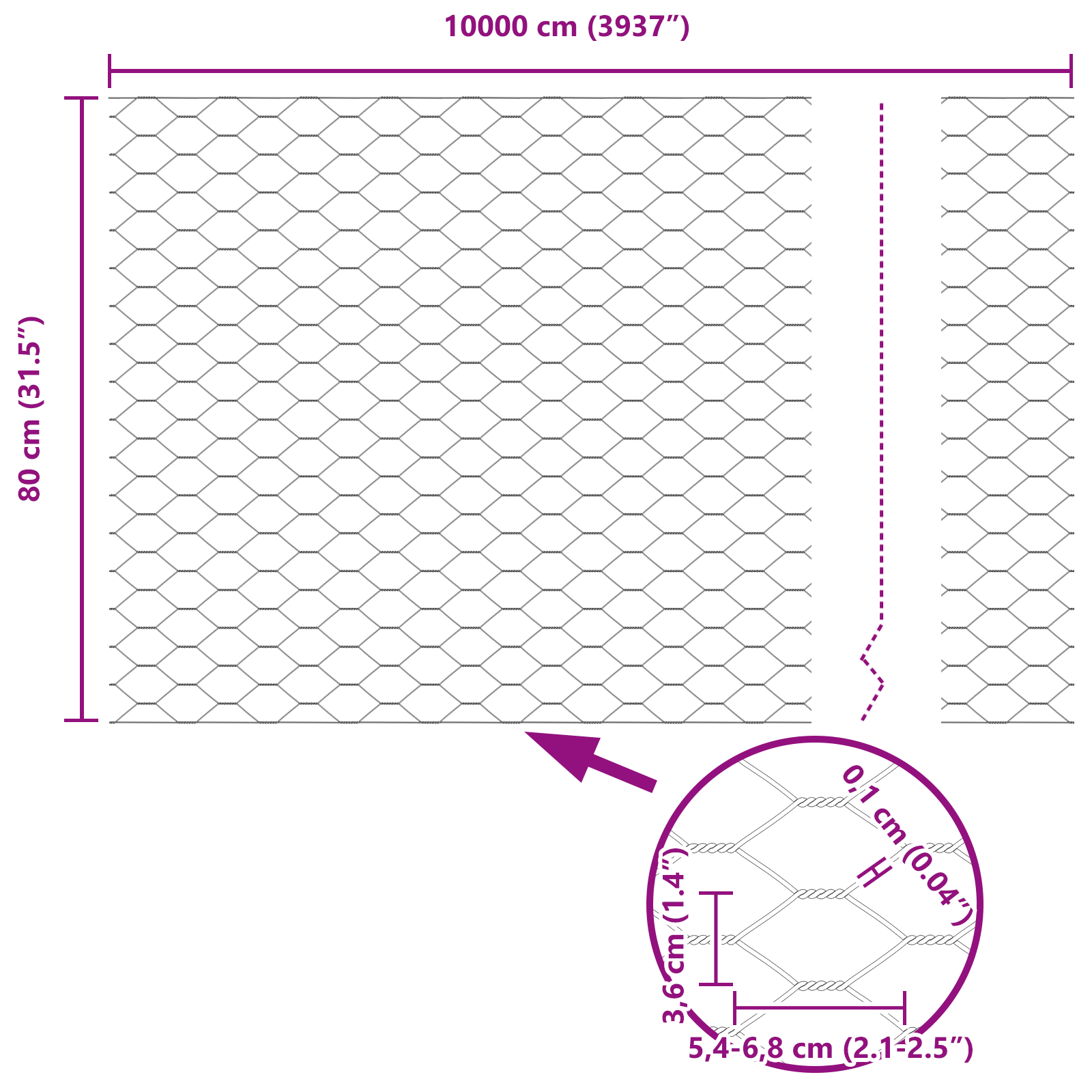 Hexagon Fence Grey 0.8x100 m Steel - Image 8