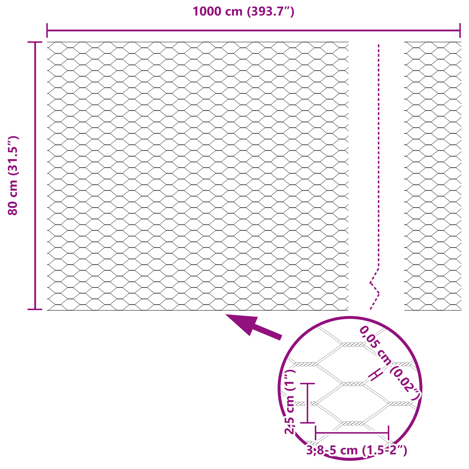 Hexagon Fence 0.8x10 m Galvanised Steel - Image 8
