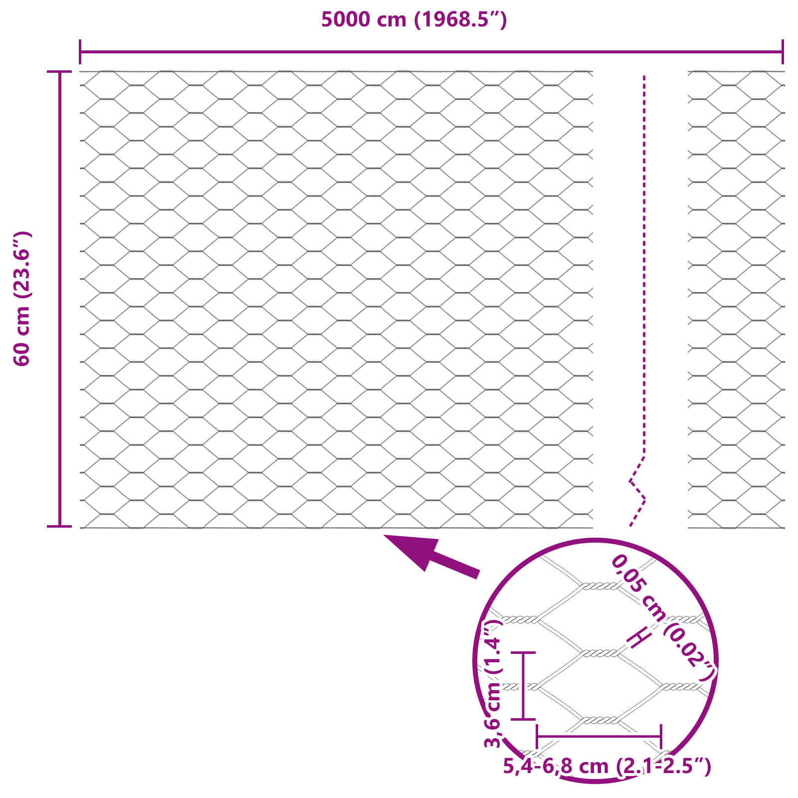 Hexagon Fence 0.6x50 m Galvanised Steel - Image 8