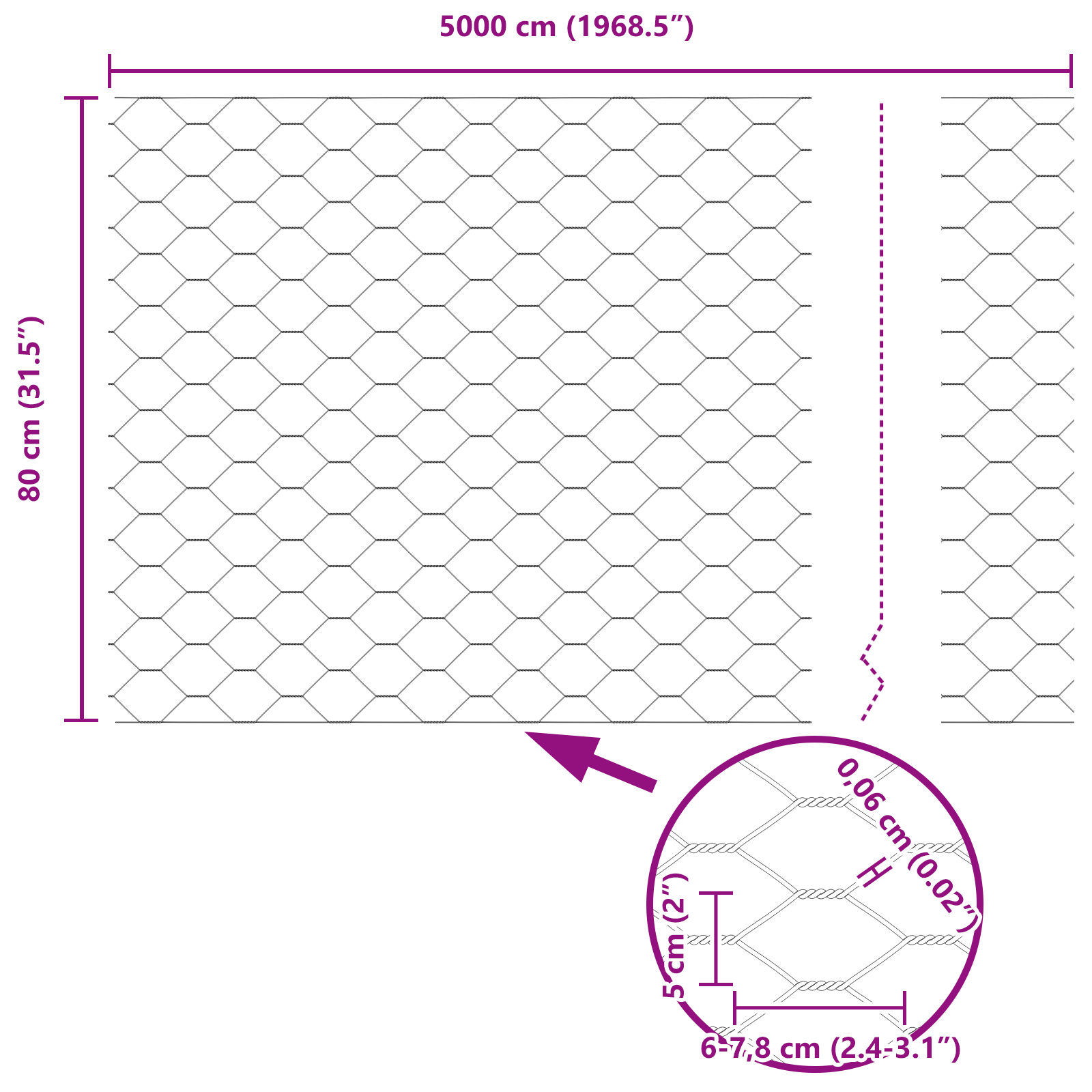 Hexagon Fence 0.8x50 m Galvanised Steel - Image 8