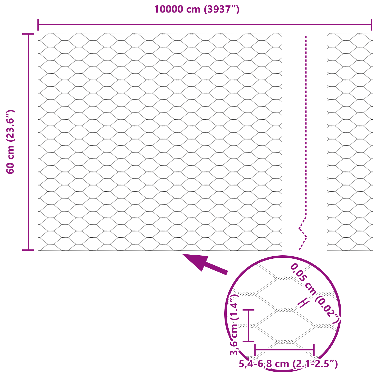 Hexagon Fence 0.6x100 m Galvanised Steel - Image 8