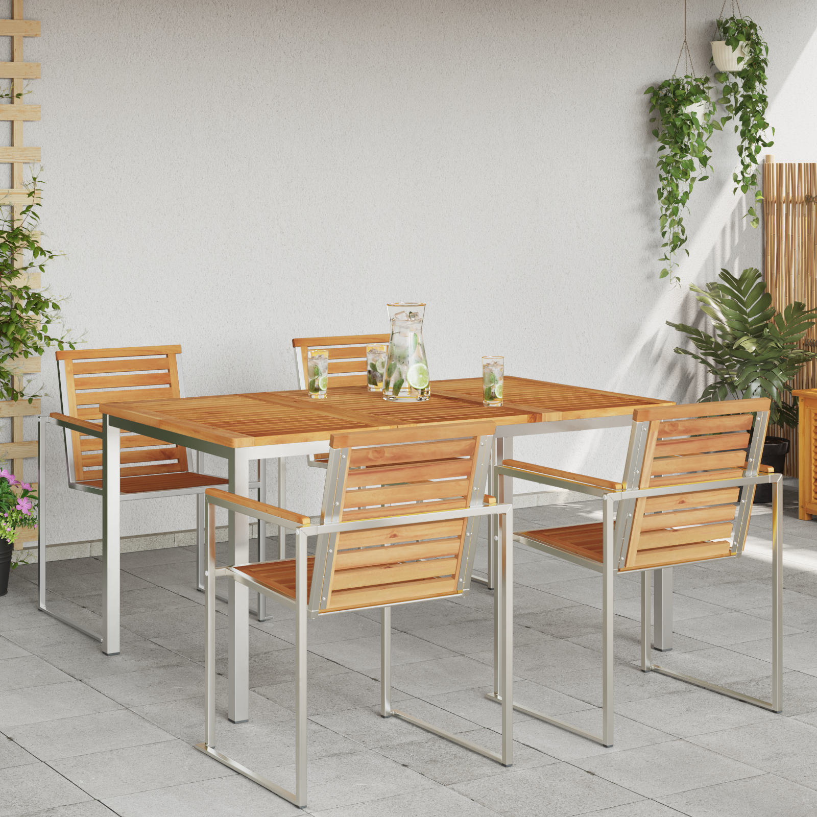 Outdoor Dining Table 150x90x75 cm Solid Wood Teak - Image 4