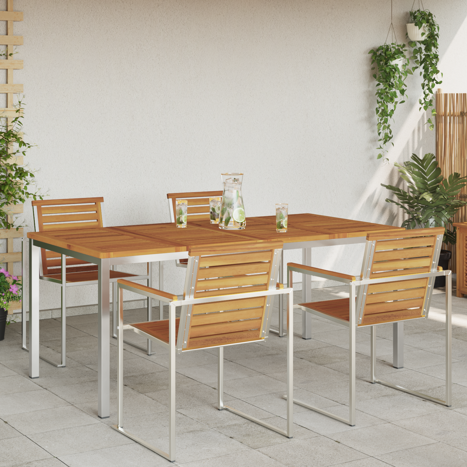 Outdoor Dining Table 180x90x75 cm Solid Wood Acacia - Image 4