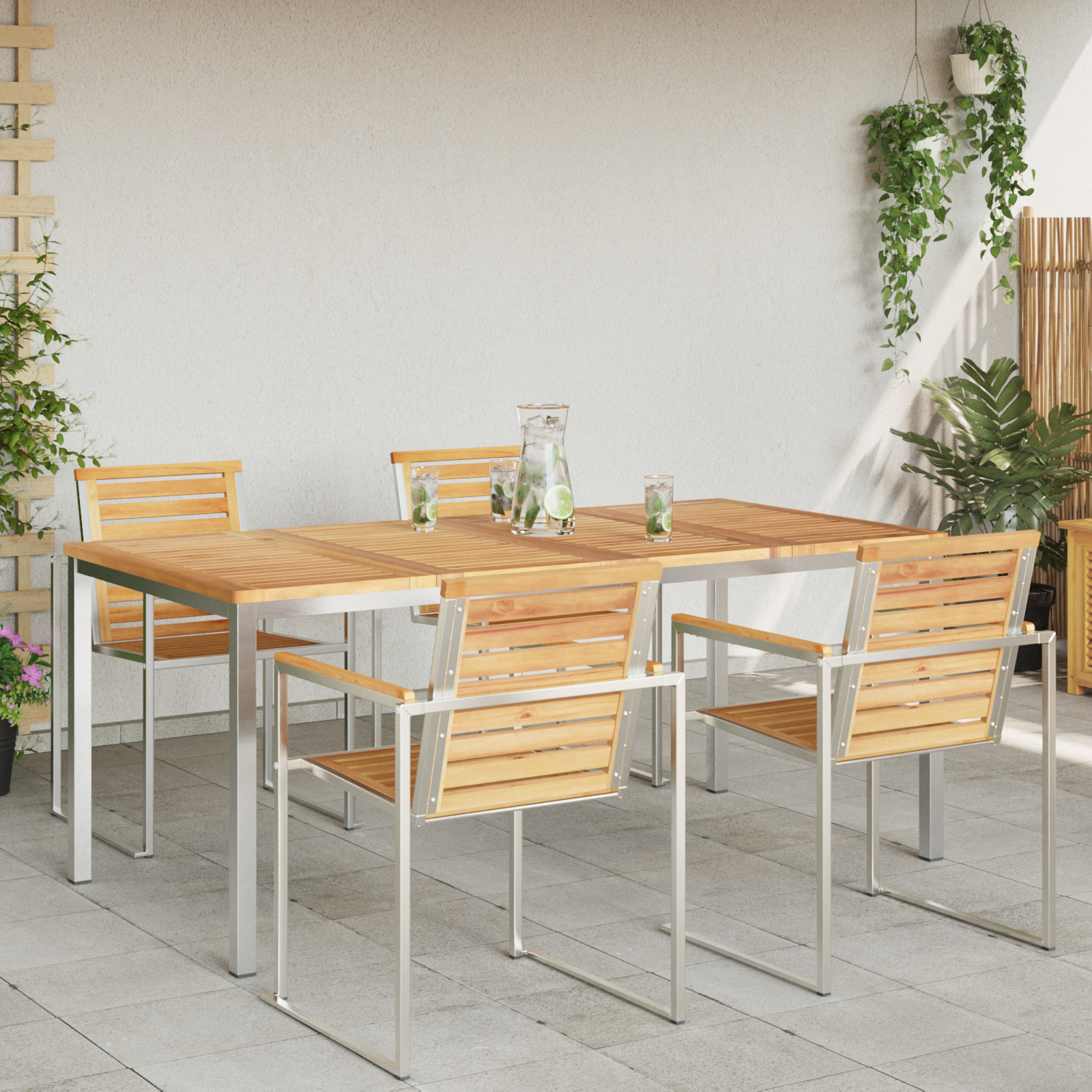 Outdoor Dining Table 180x90x75 cm Solid Wood Teak - Image 4