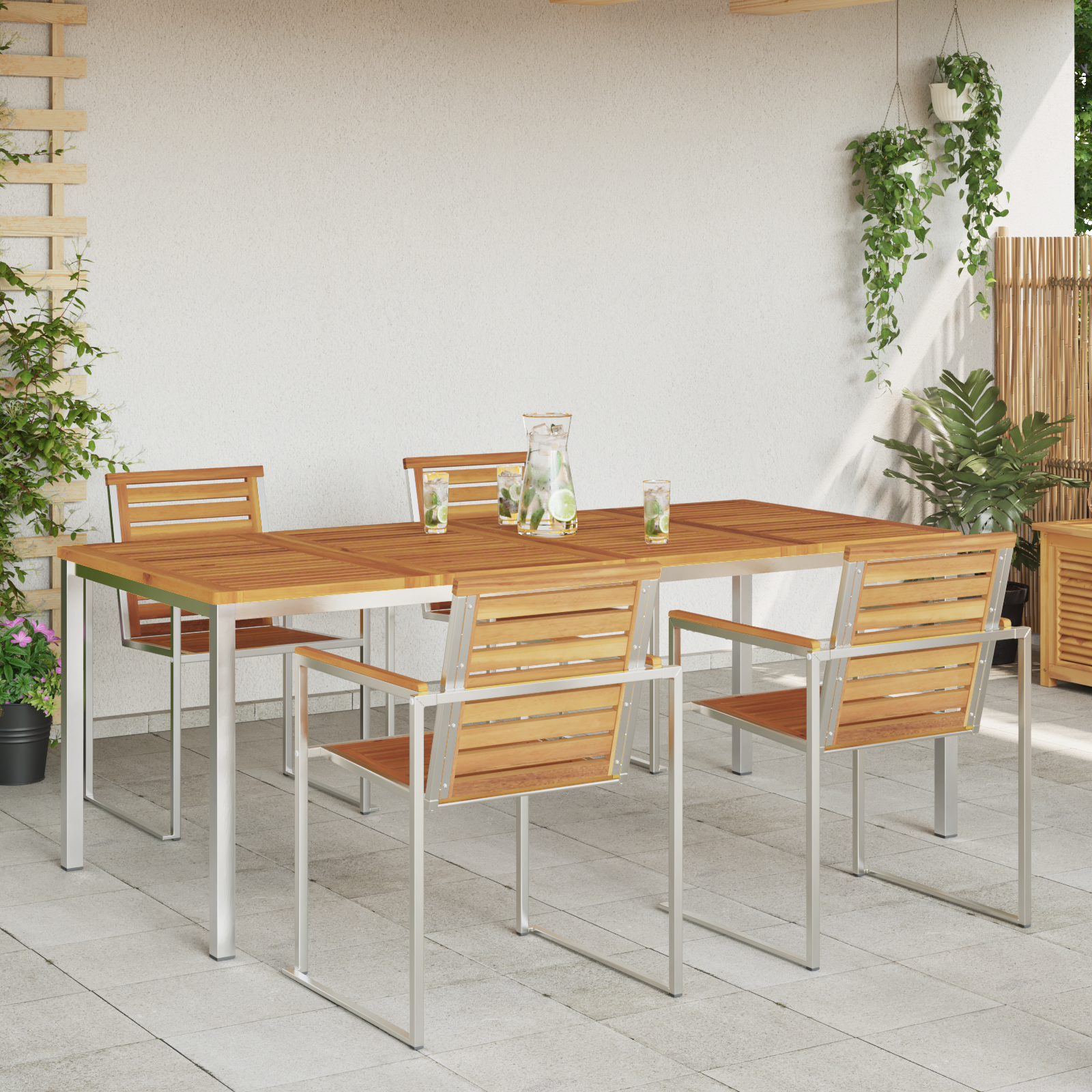 Outdoor Dining Table 200x90x74.5 cm Solid Wood Acacia - Image 4