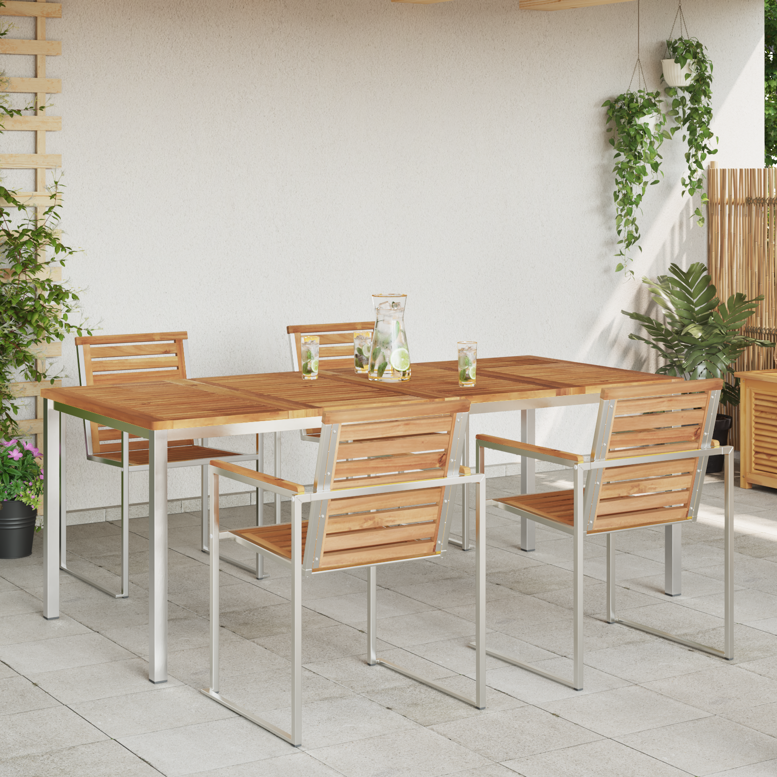 Outdoor Dining Table 200x90x74.5 cm Solid Wood Teak - Image 4