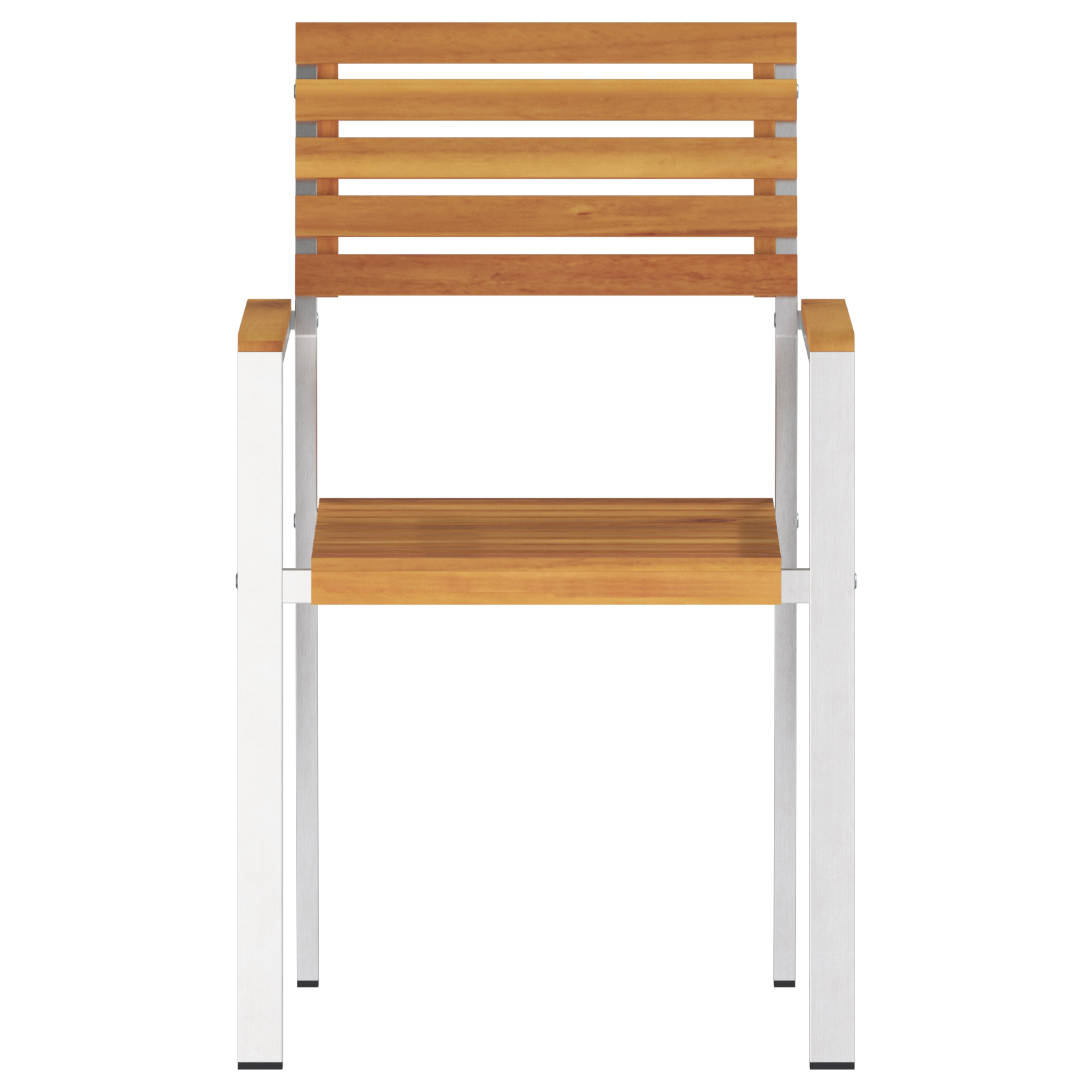 Stackable Garden Chairs 4 pcs Solid Wood Acacia&Stainless Steel - Image 5