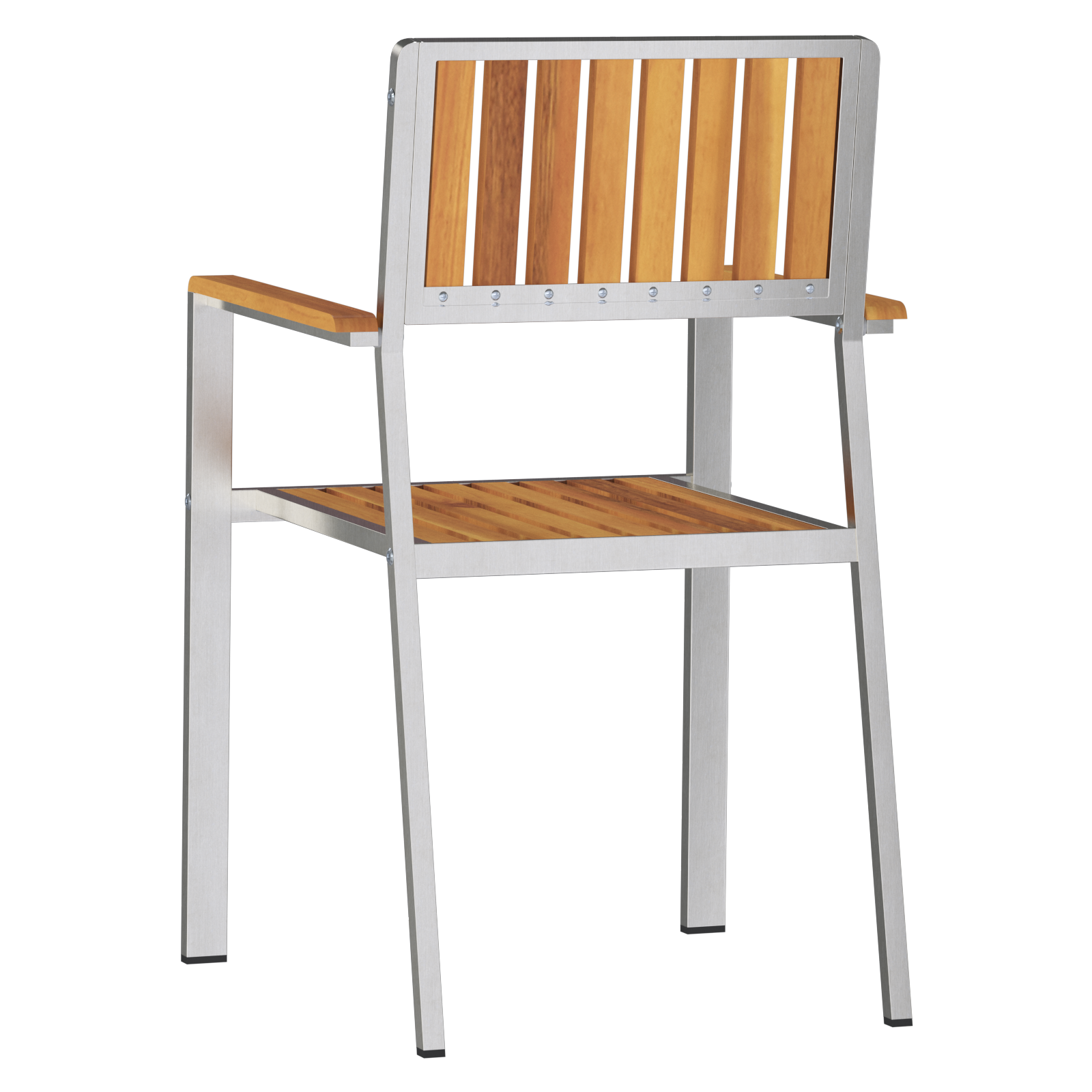 Stackable Garden Chairs 2 pcs Solid Wood Acacia&Stainless Steel - Image 7