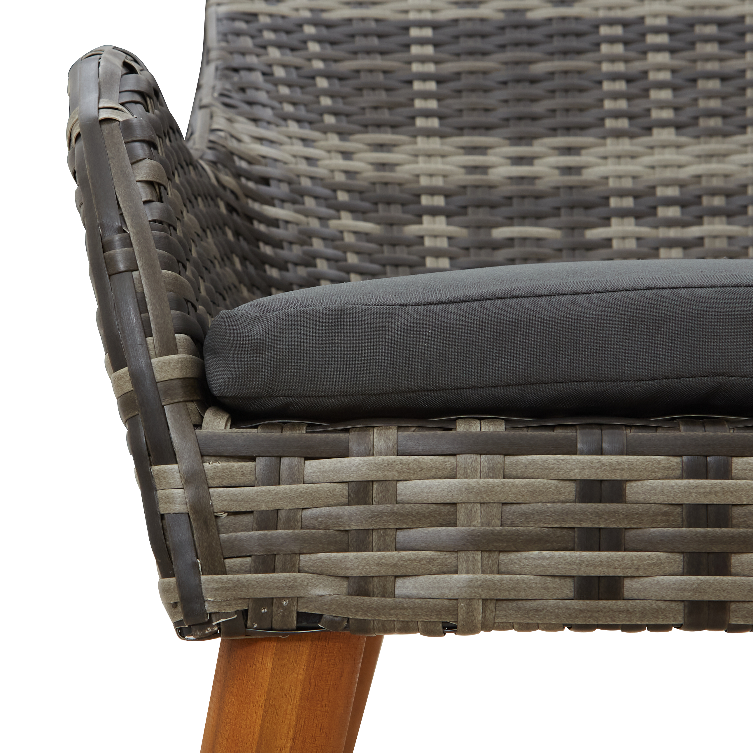 Garden Chairs with Cushions 2 pcs Grey Poly Rattan - Image 9