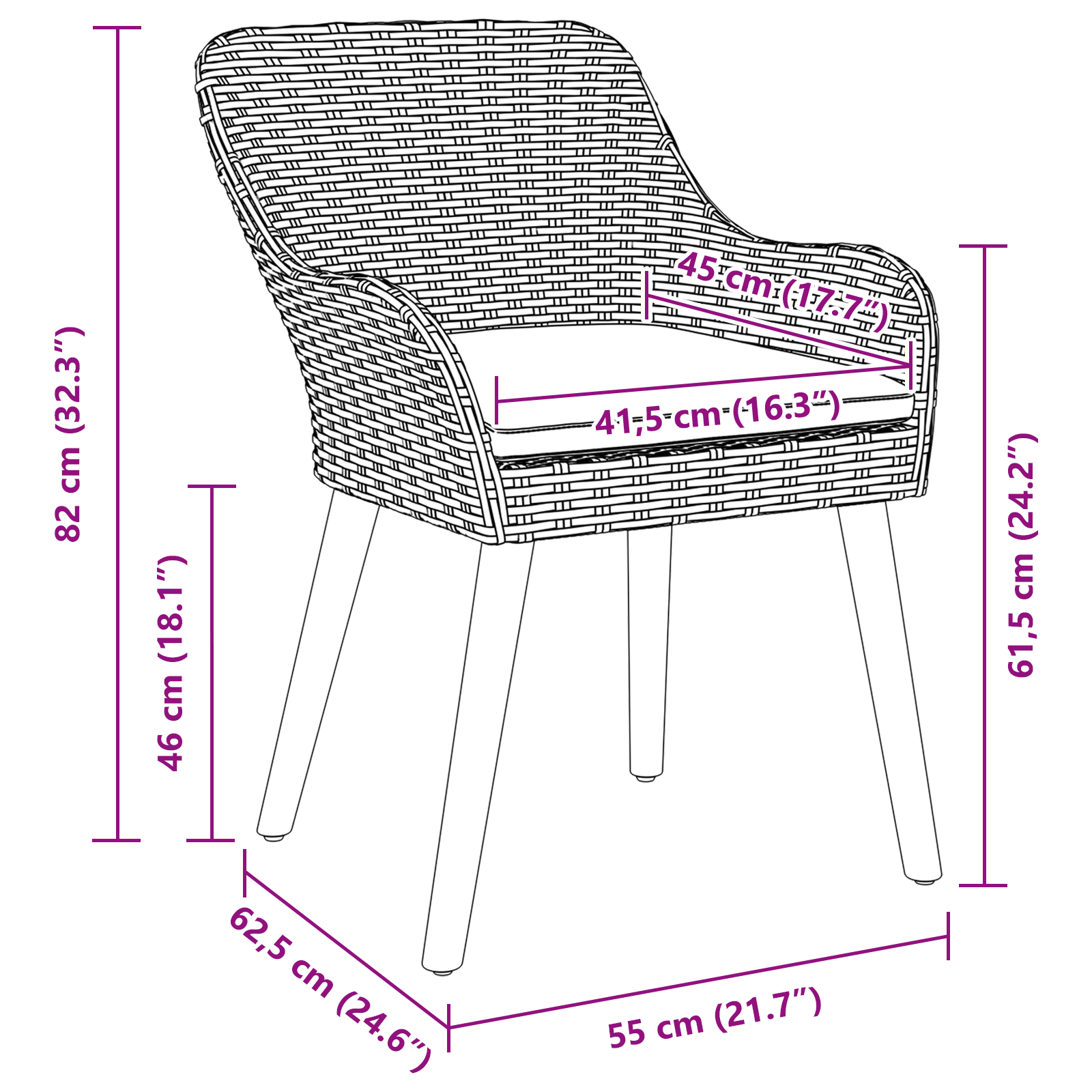 Garden Chairs with Cushions 2 pcs Grey Poly Rattan - Image 10