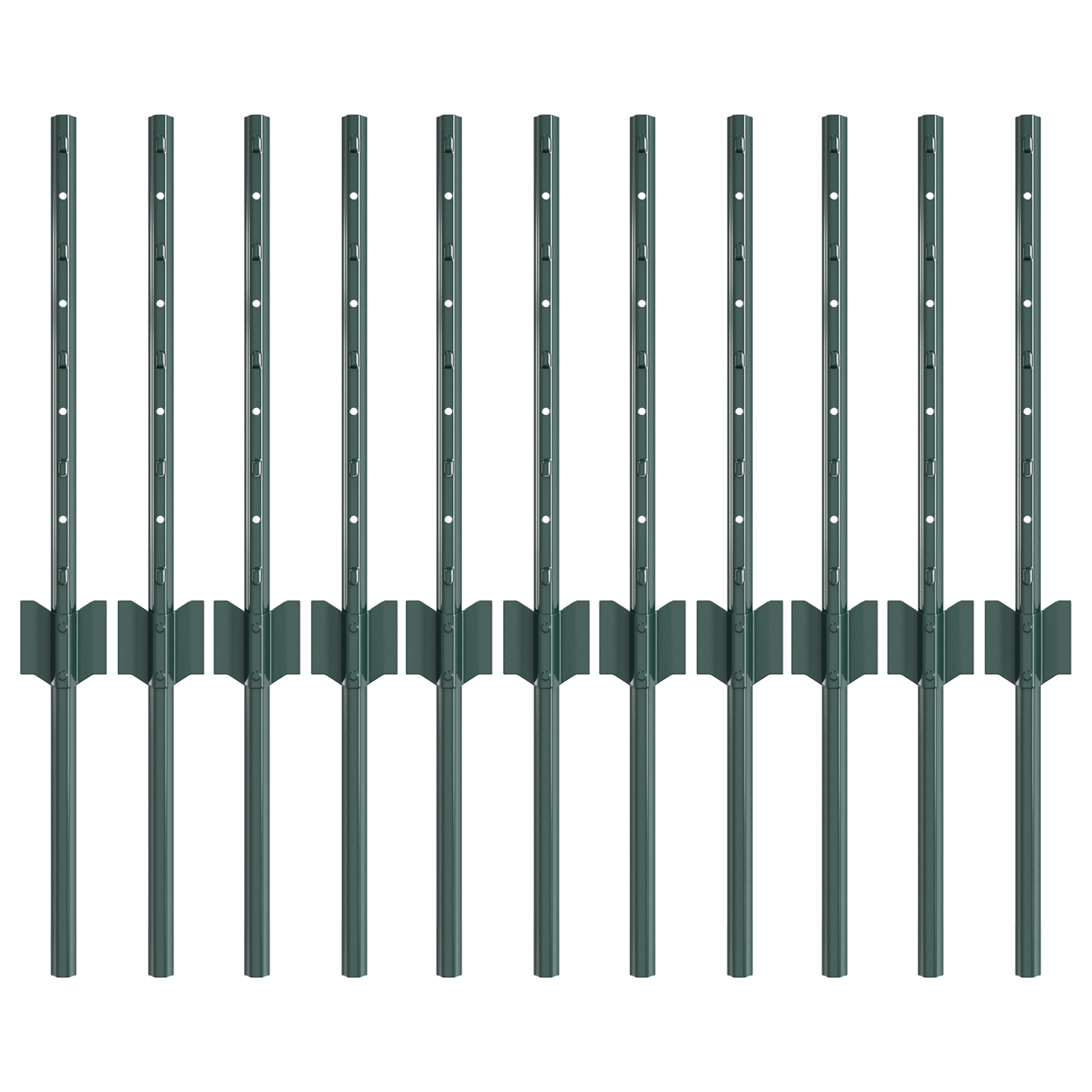 Fence Posts 11 pcs U-Channel Green 40 cm Steel - Image 2