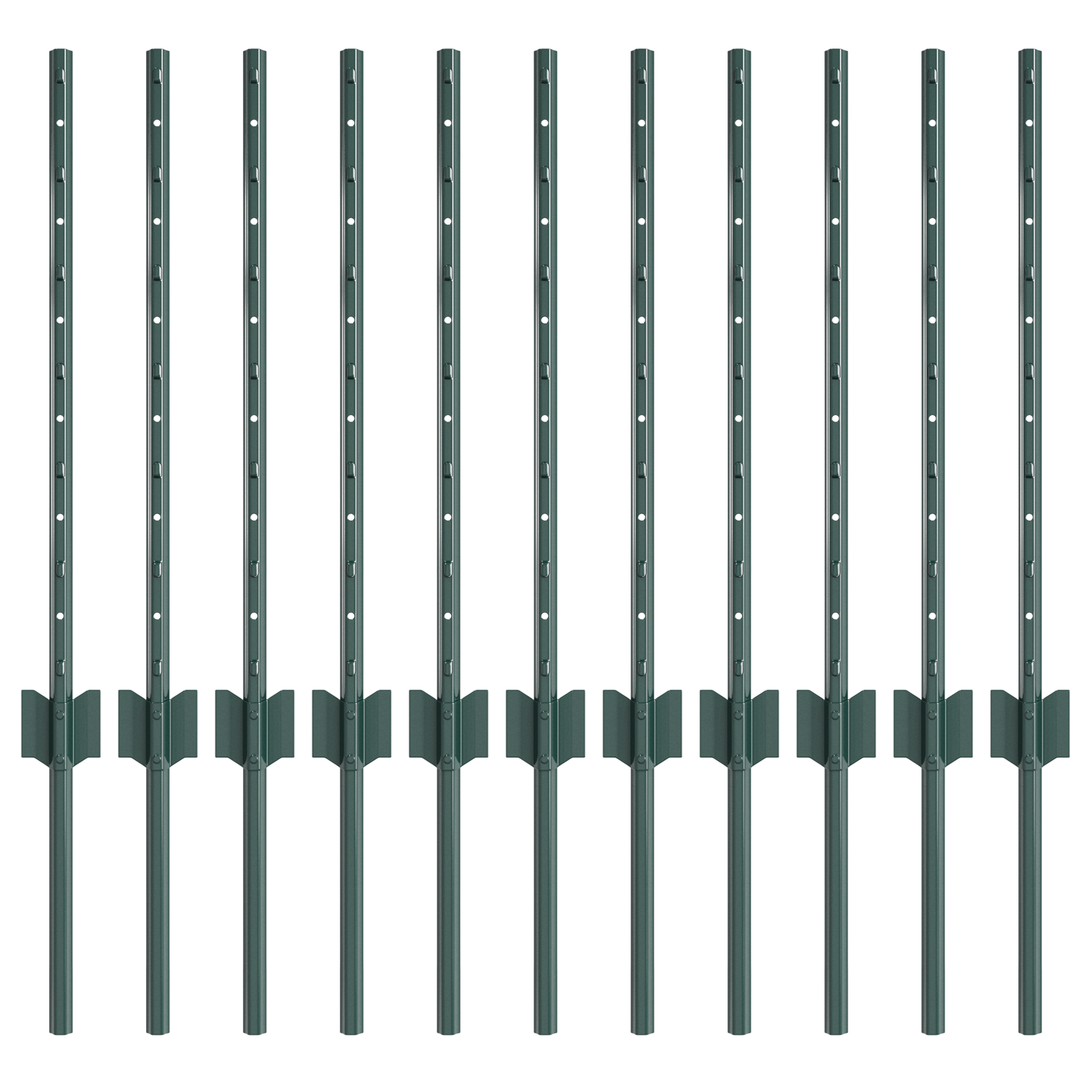 Fence Posts 11 pcs U-Channel Green 60 cm Steel - Image 2