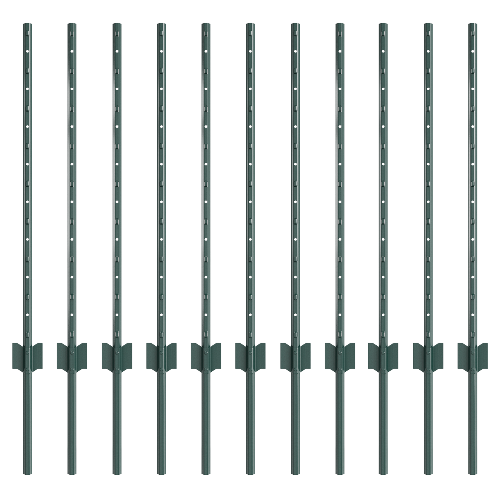 Fence Posts 11 pcs U-Channel Green 80 cm Steel - Image 2
