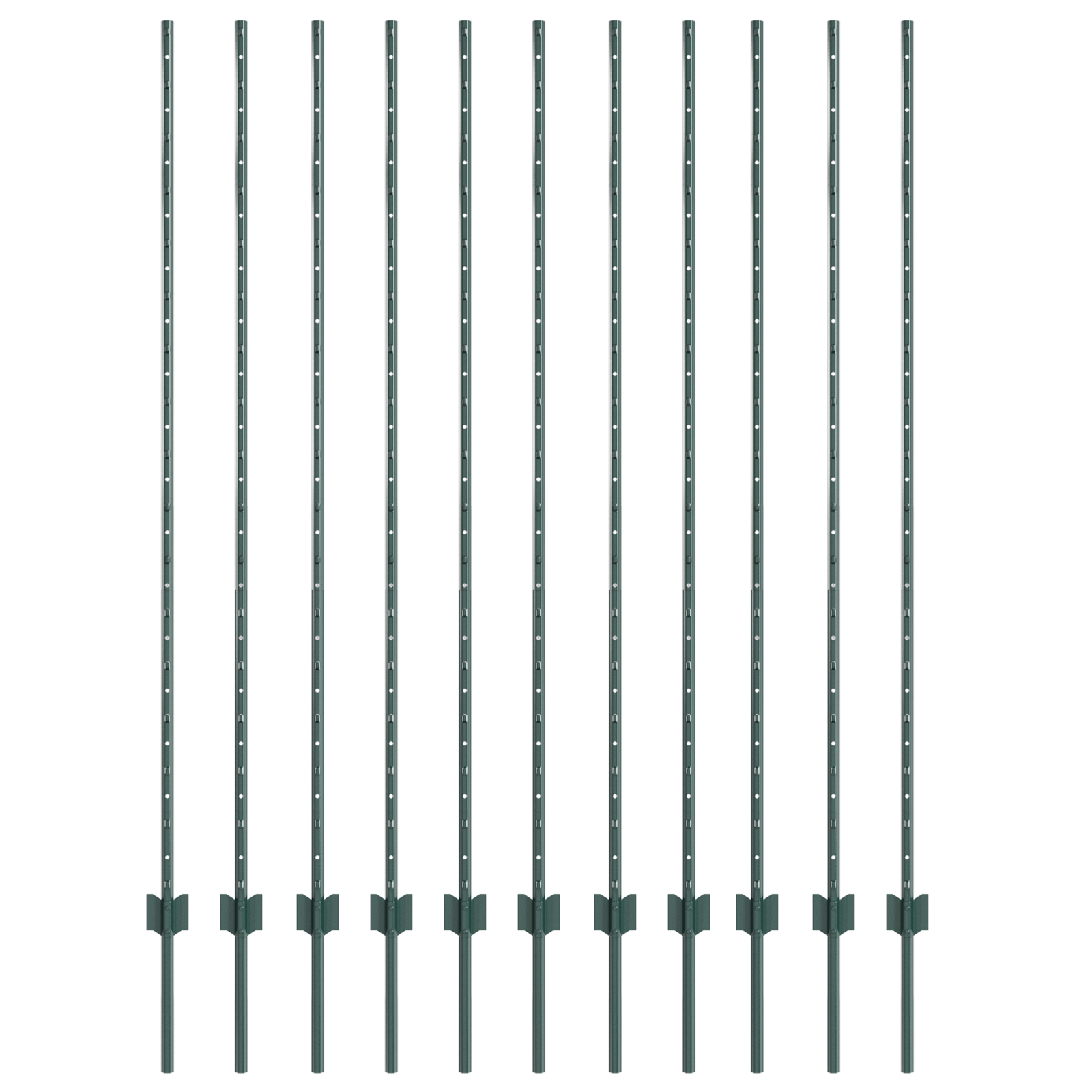 Fence Posts 11 pcs U-Channel Green 150 cm Steel - Image 2