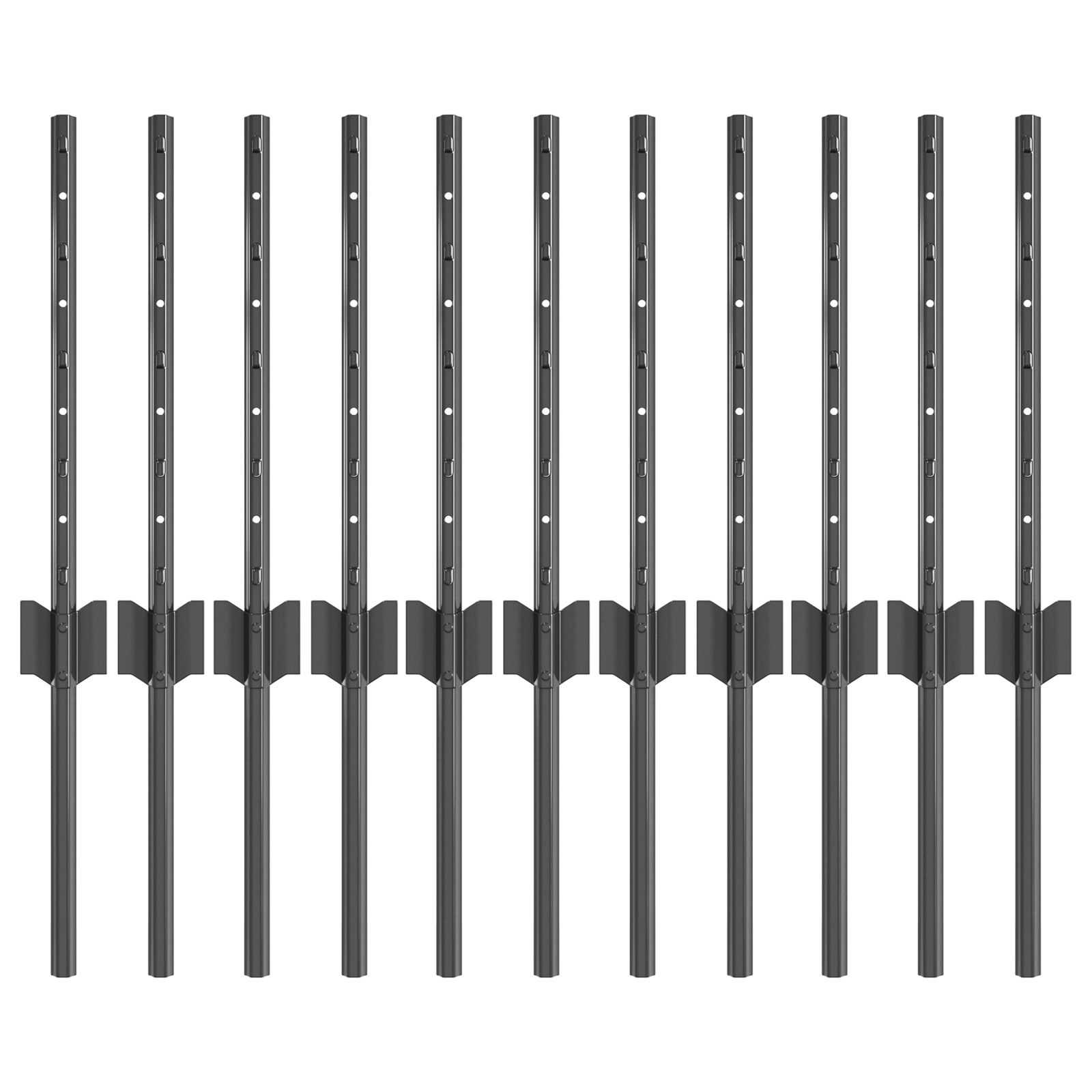 Fence Posts 11 pcs U-Channel Grey 40 cm Steel - Image 2