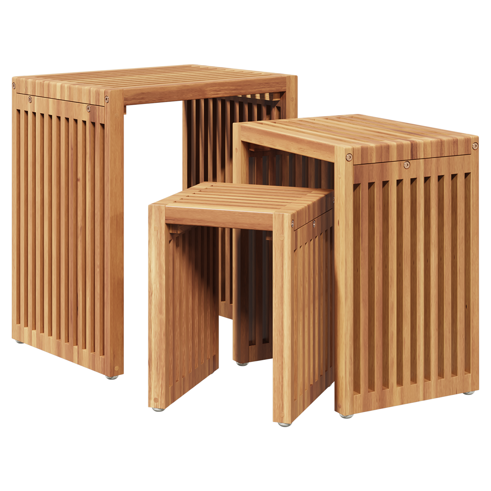 Garden Nest of Side Tables 3 pcs Solid Wood Teak - Image 2