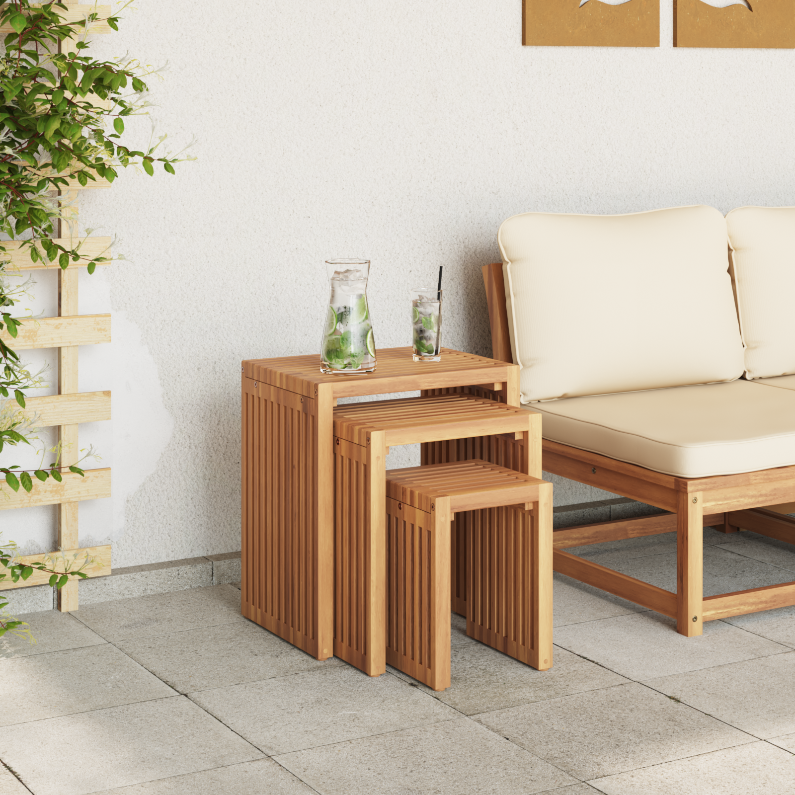Garden Nest of Side Tables 3 pcs Solid Wood Teak - Image 4