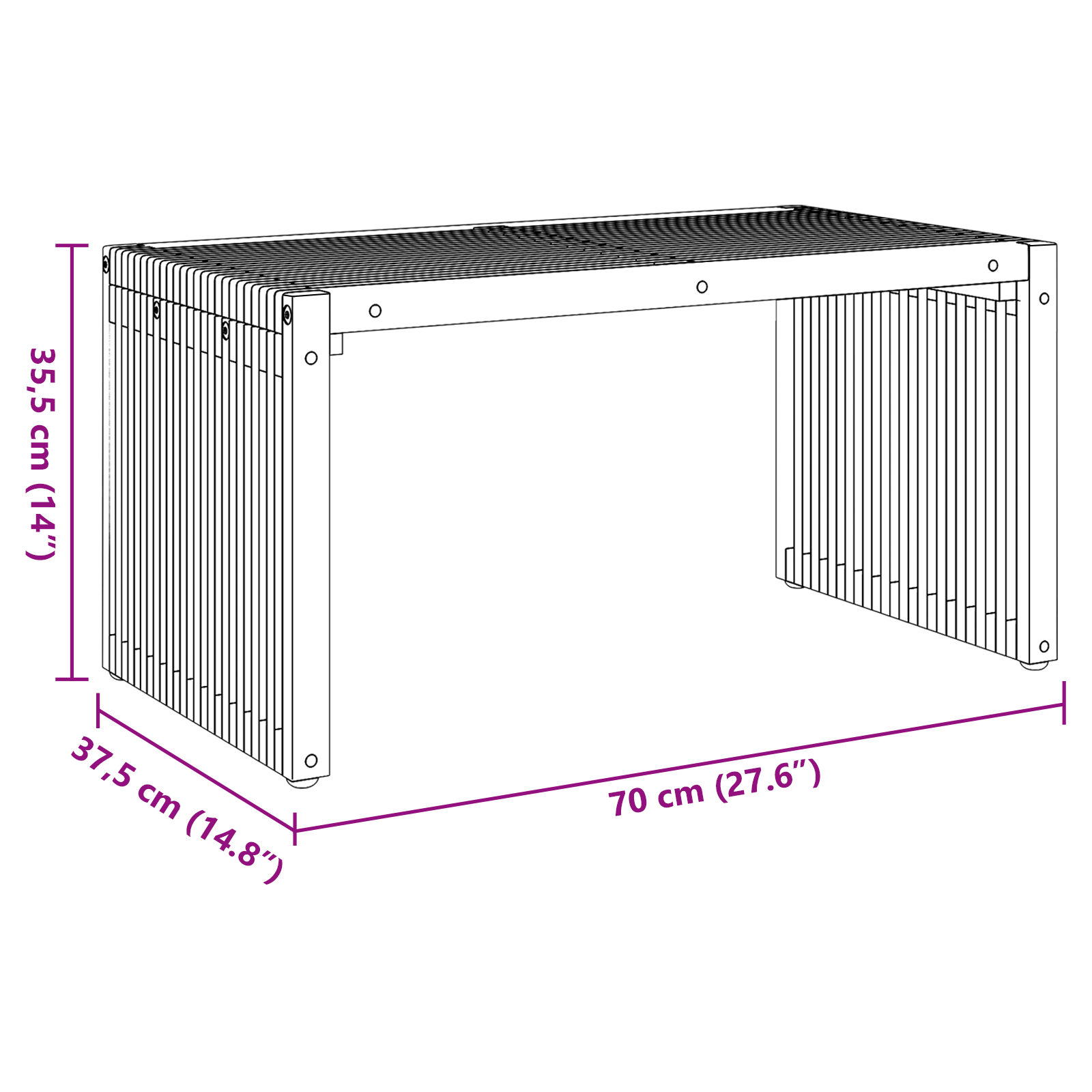 Garden Side Table 70x37.5x35.5 cm Solid Wood Teak - Image 10