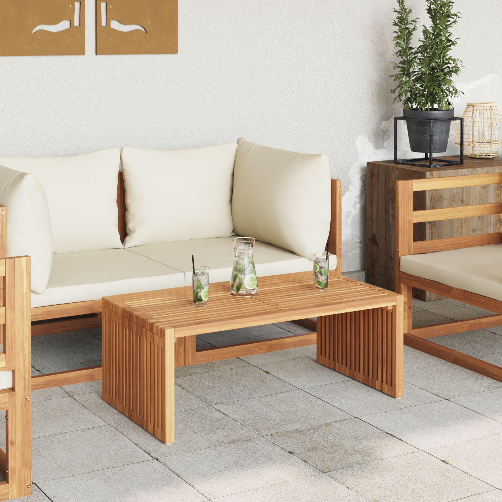 Gartentisch 90x49.7x36 cm Massivholz Teak - Gartenmöbel - Your Garden Eden
