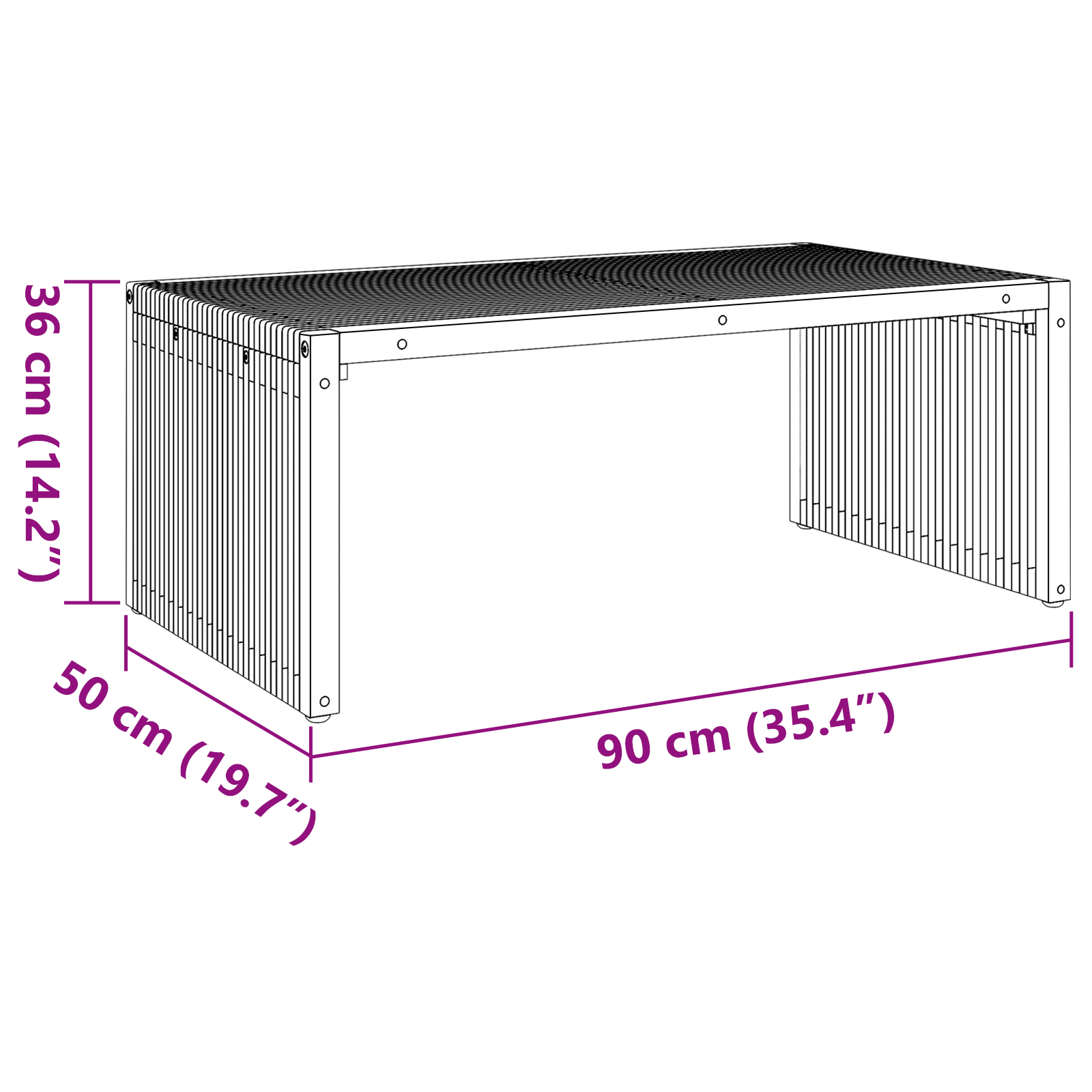 Gartentisch 90x49.7x36 cm Massivholz Teak - Gartenmöbel - Your Garden Eden