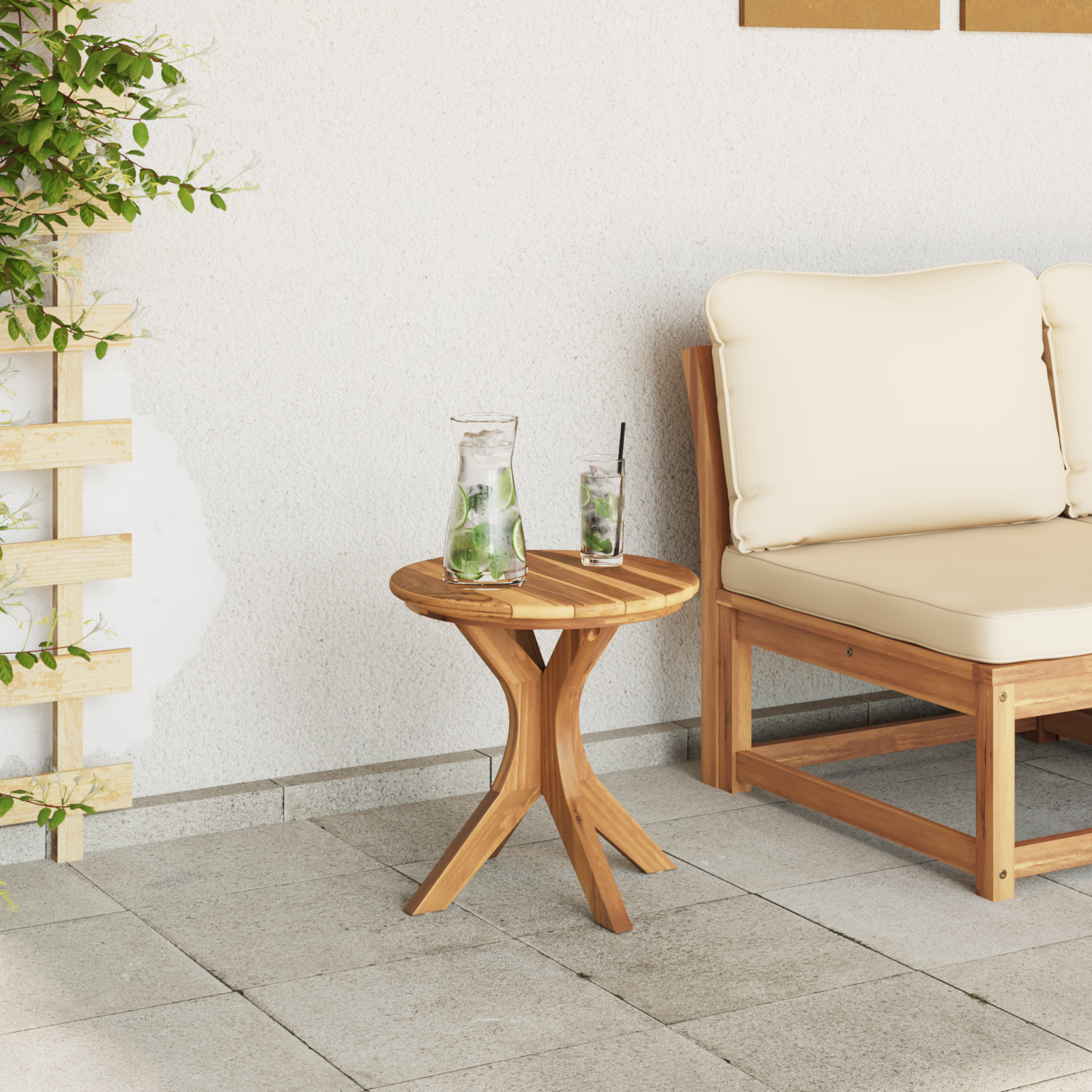 Garden Side Table Ø40x41 cm Solid Wood Teak - Image 4