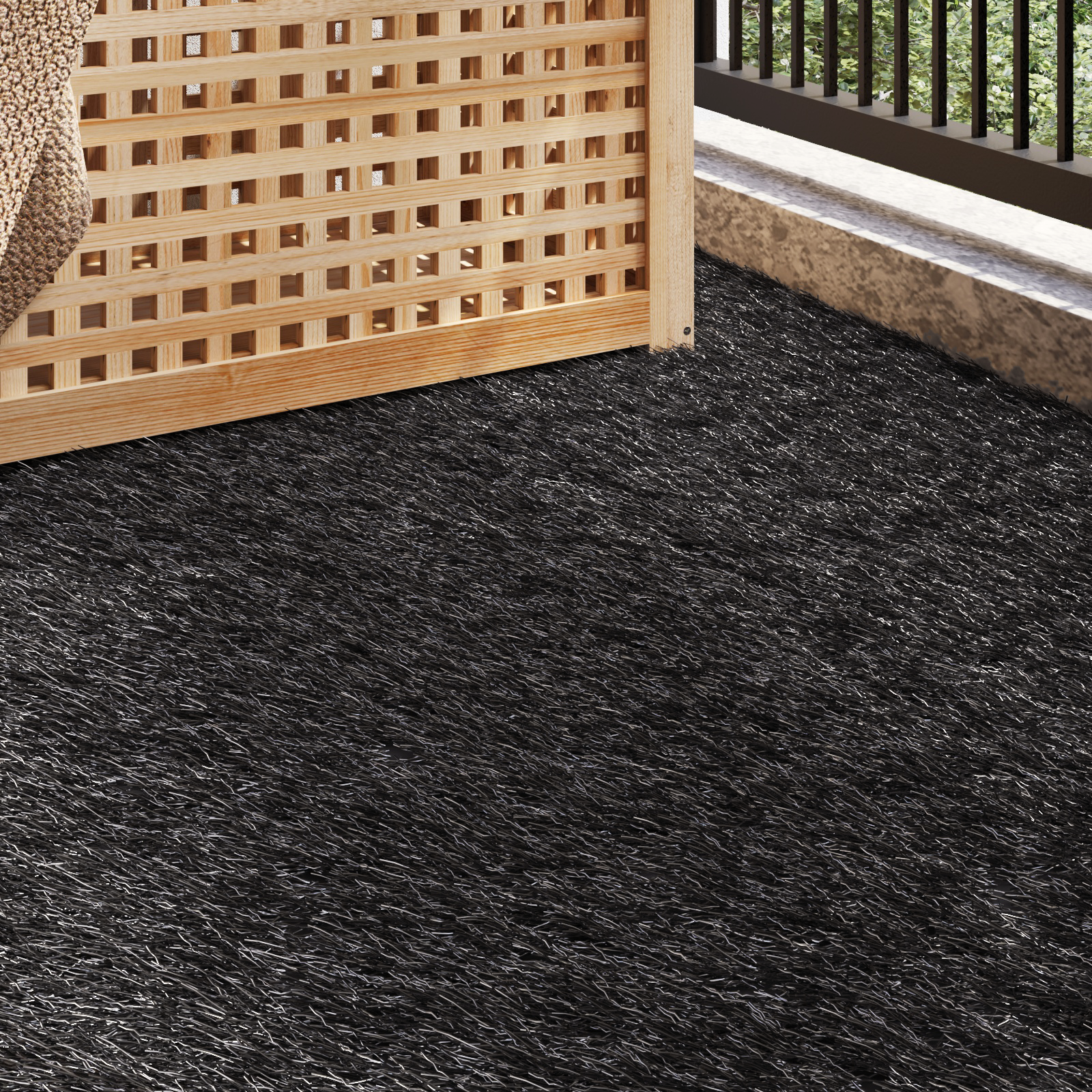 Kunstrasen Schwarz 1x2 m 30 mm - pflanzen-anzucht-kunstpflanzen - Your Garden Eden
